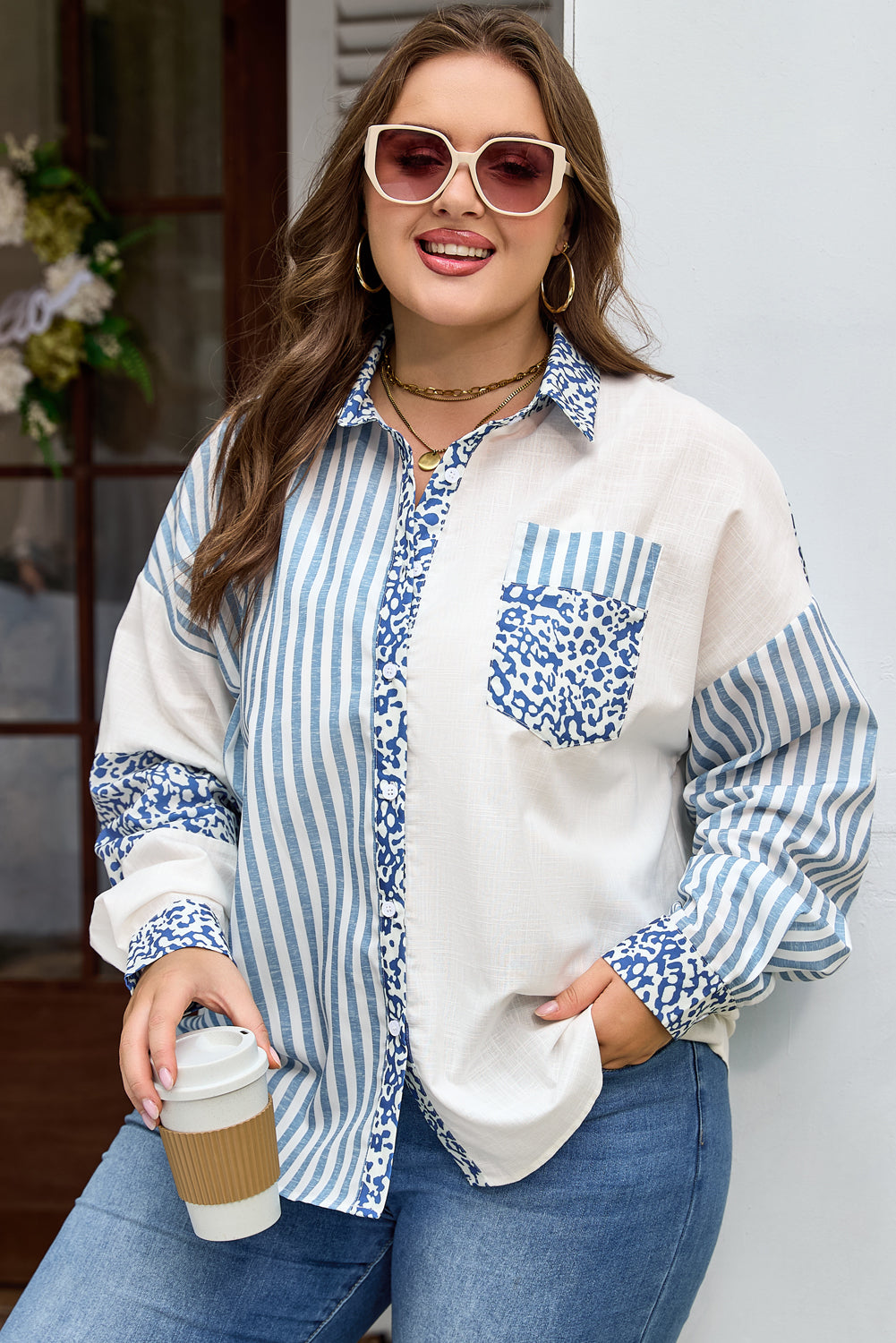 Plus Size Leopard Print Shirt Women 1X–4X