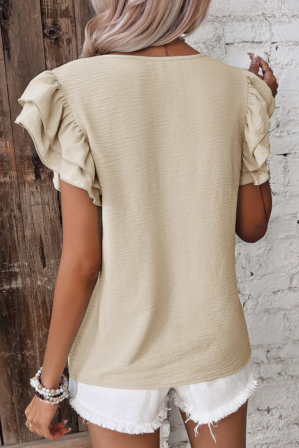 Ruffle Short Sleeve Blouse Women S–XL