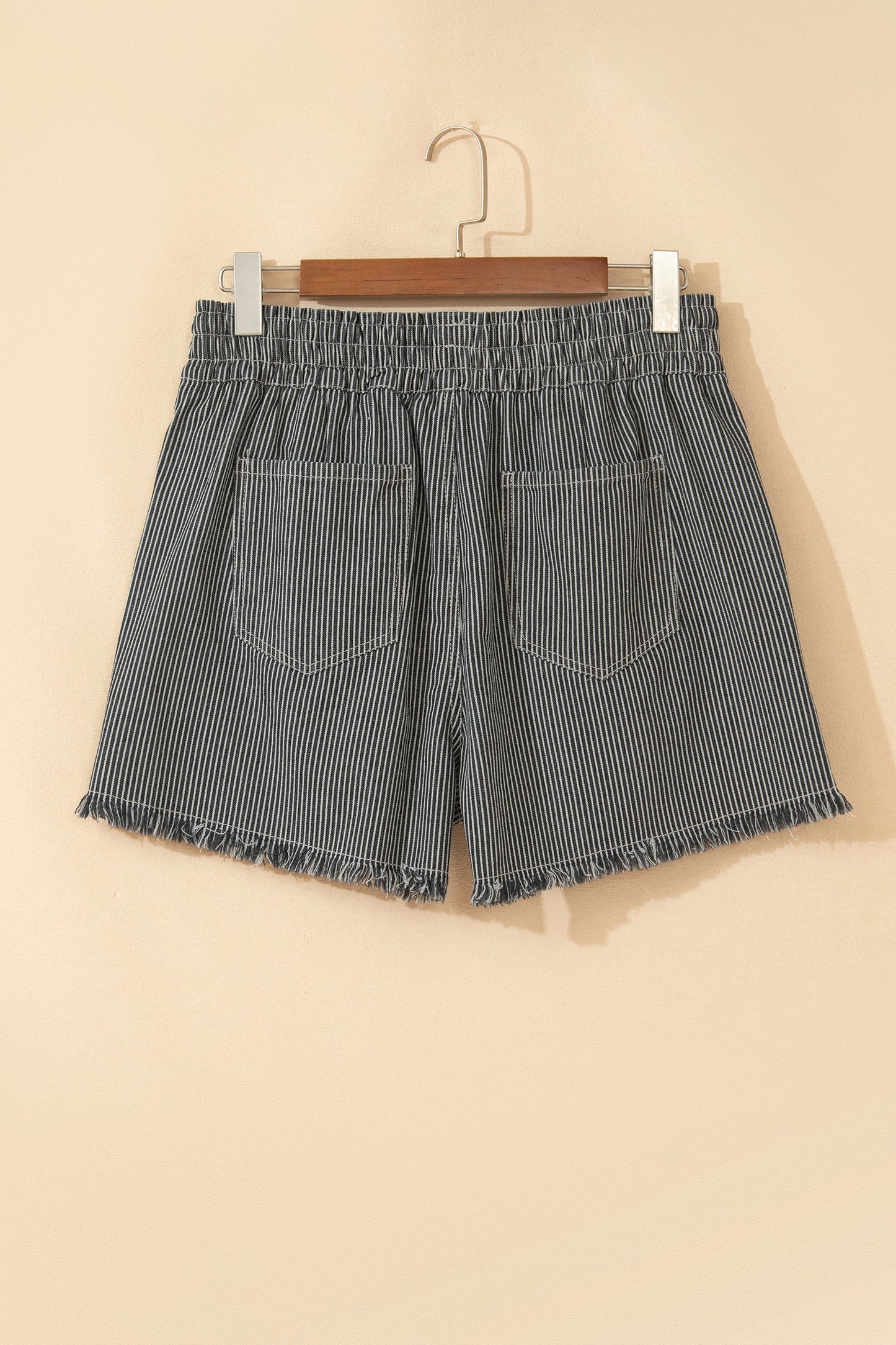 Striped Denim Shorts Women Black Blue Size 4–16