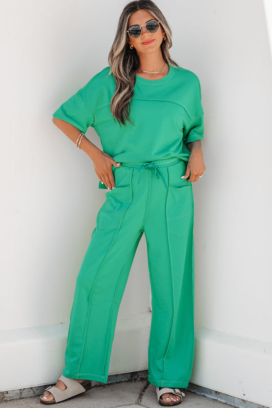 Drop Shoulder Boxy Tee & Barrel Pants Two-Piece Set | S–XL | 5 Colours