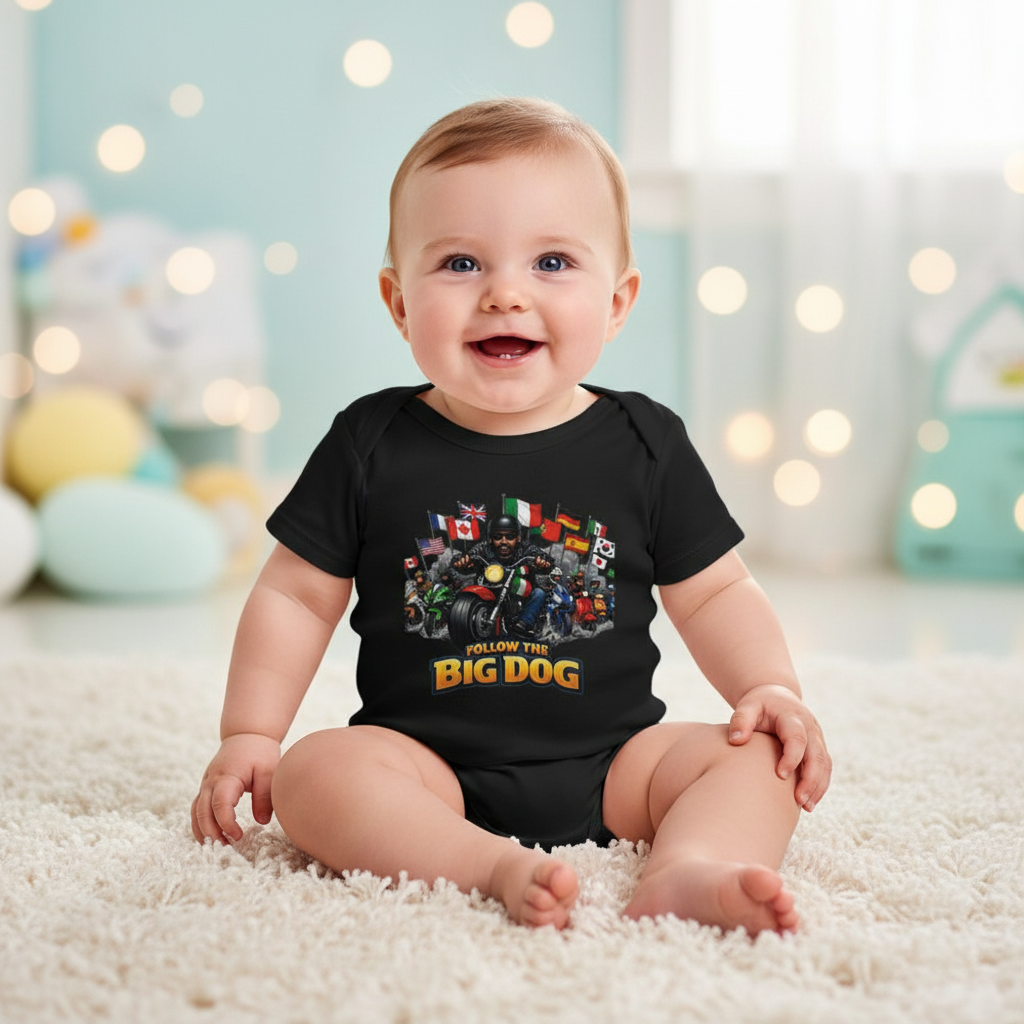 Black Big Dog Baby Onesie