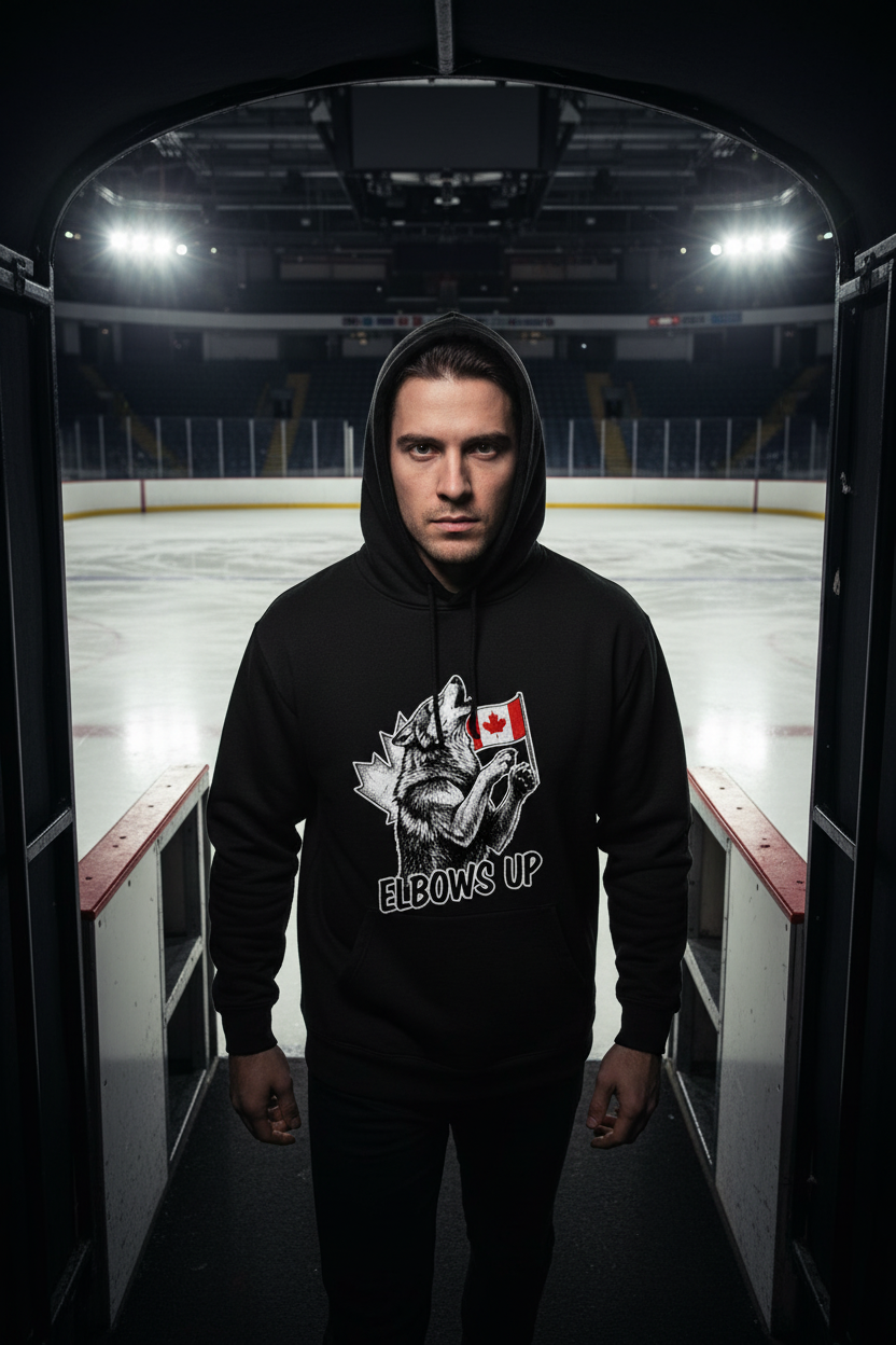 Black Hoodie - Man, Hockey Arena Tunnel