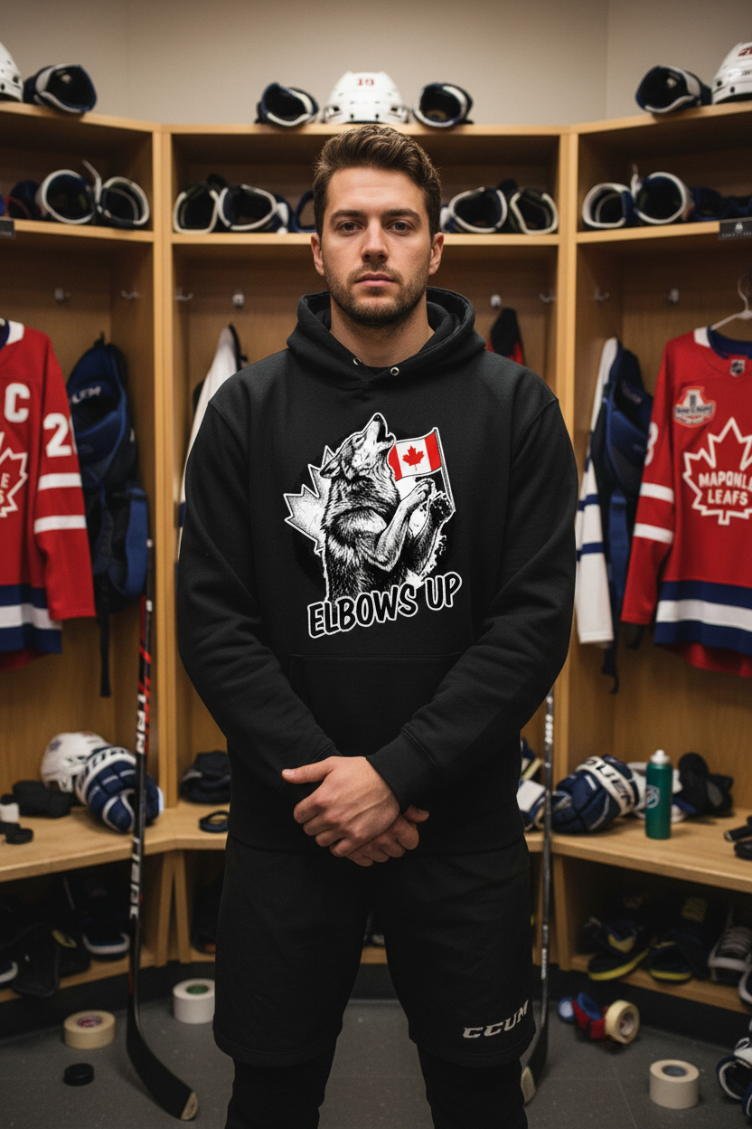 Black Hoodie - Man in Hockey Locker Room