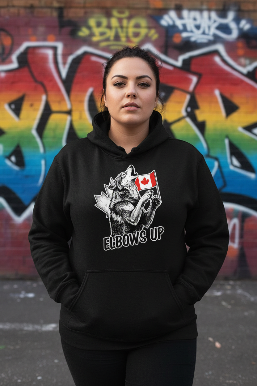 Black Hoodie - Plus Size Woman, Urban Graffiti Wall