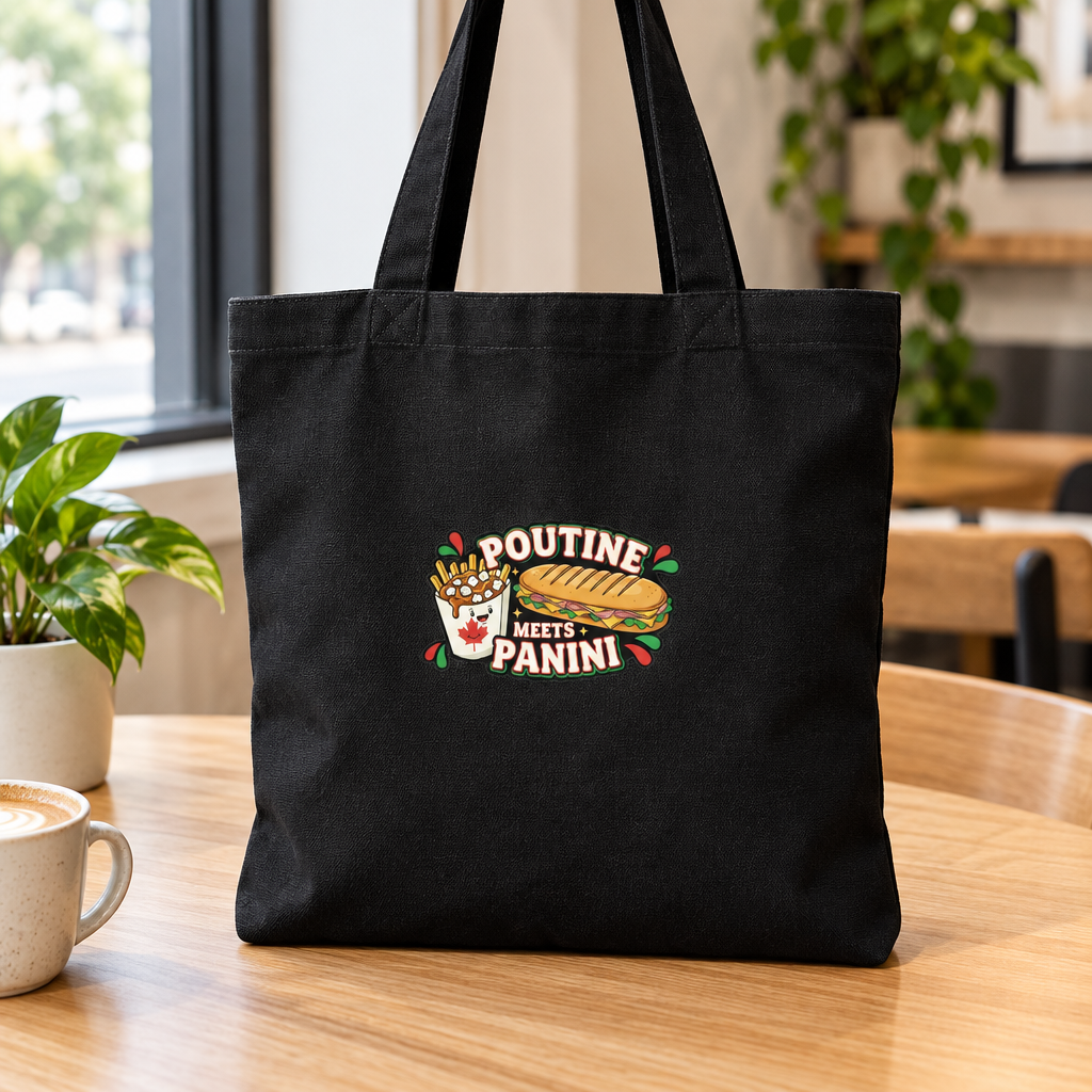 Black Poutine Meets Panini tote bag