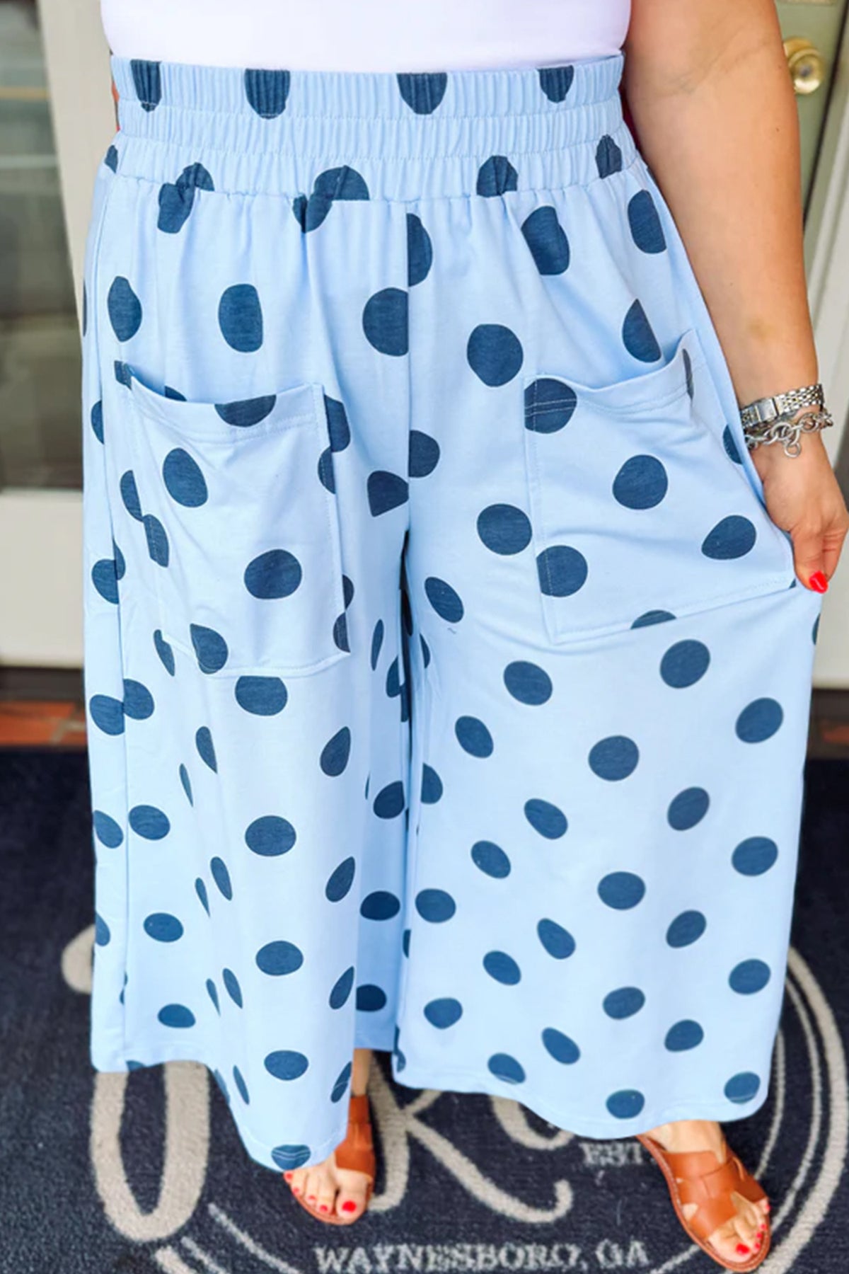 Plus Size Women's Polka Dot Wide Leg Pants 1X to 4X