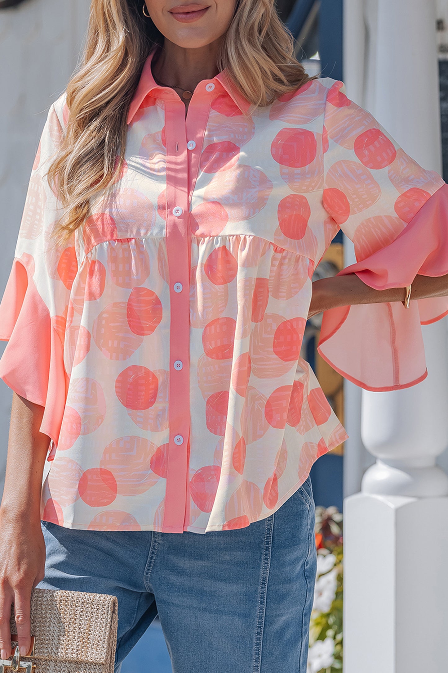 Polka Dot Ruffle Blouse Women S–XL