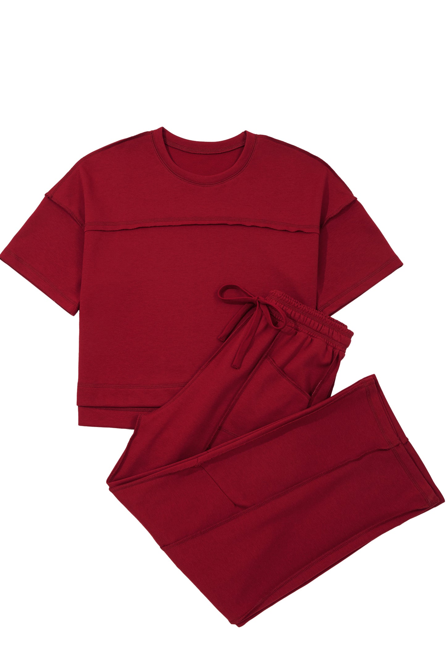 Drop Shoulder Boxy Tee & Barrel Pants Two-Piece Set | S–XL | 5 Colours