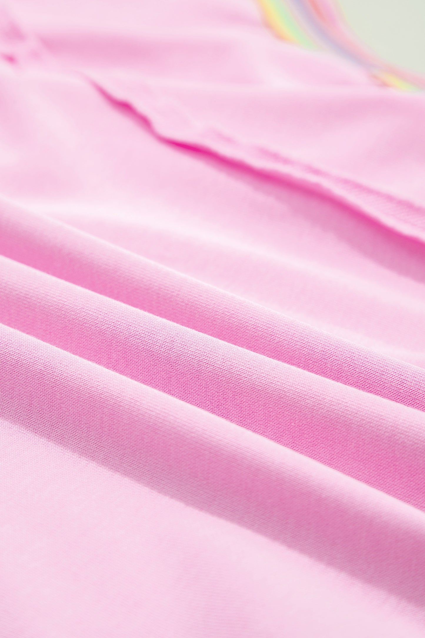 Pink Rainbow Stripe Ribbed Patchwork Raw Seam Oversized Polo Tee