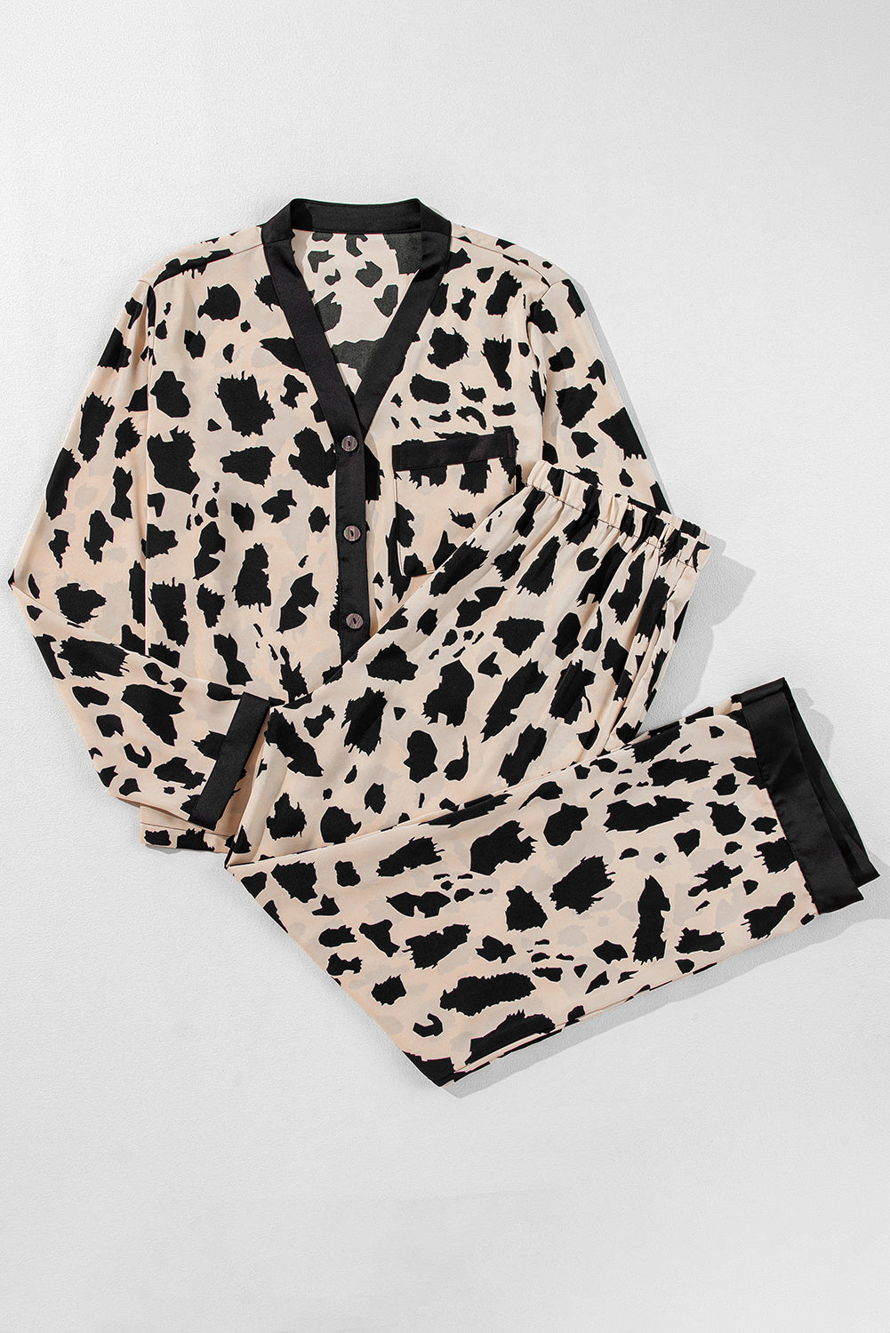 Cheetah Print Lounge Set Khaki Two Piece Women S–XL