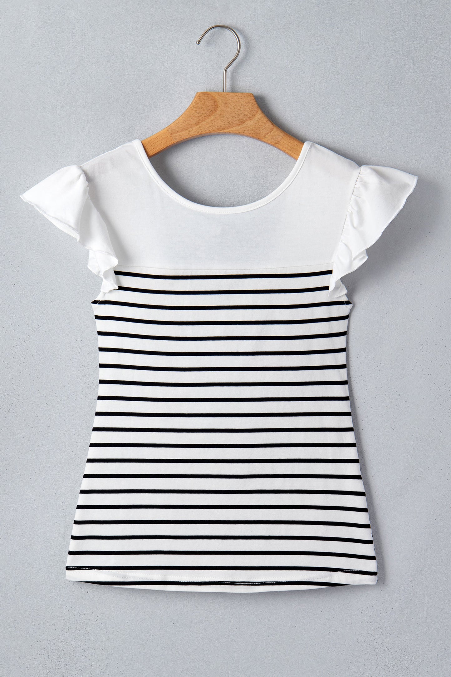 White Striped Ruffle Blouse Women S–XL