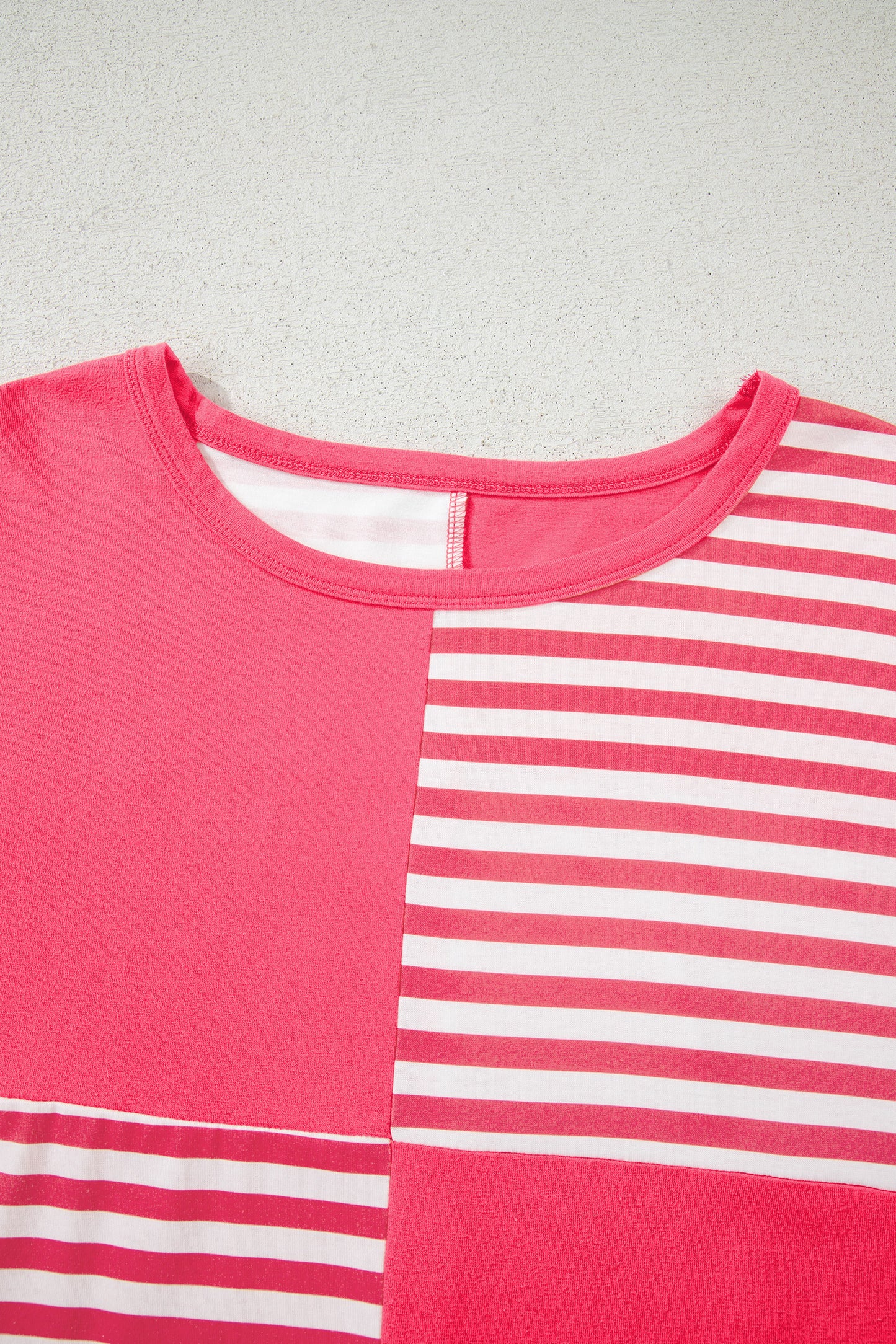 Pink Stripe Colorblock Drop Shoulder Long Sleeve Tunic Top Women S–XL