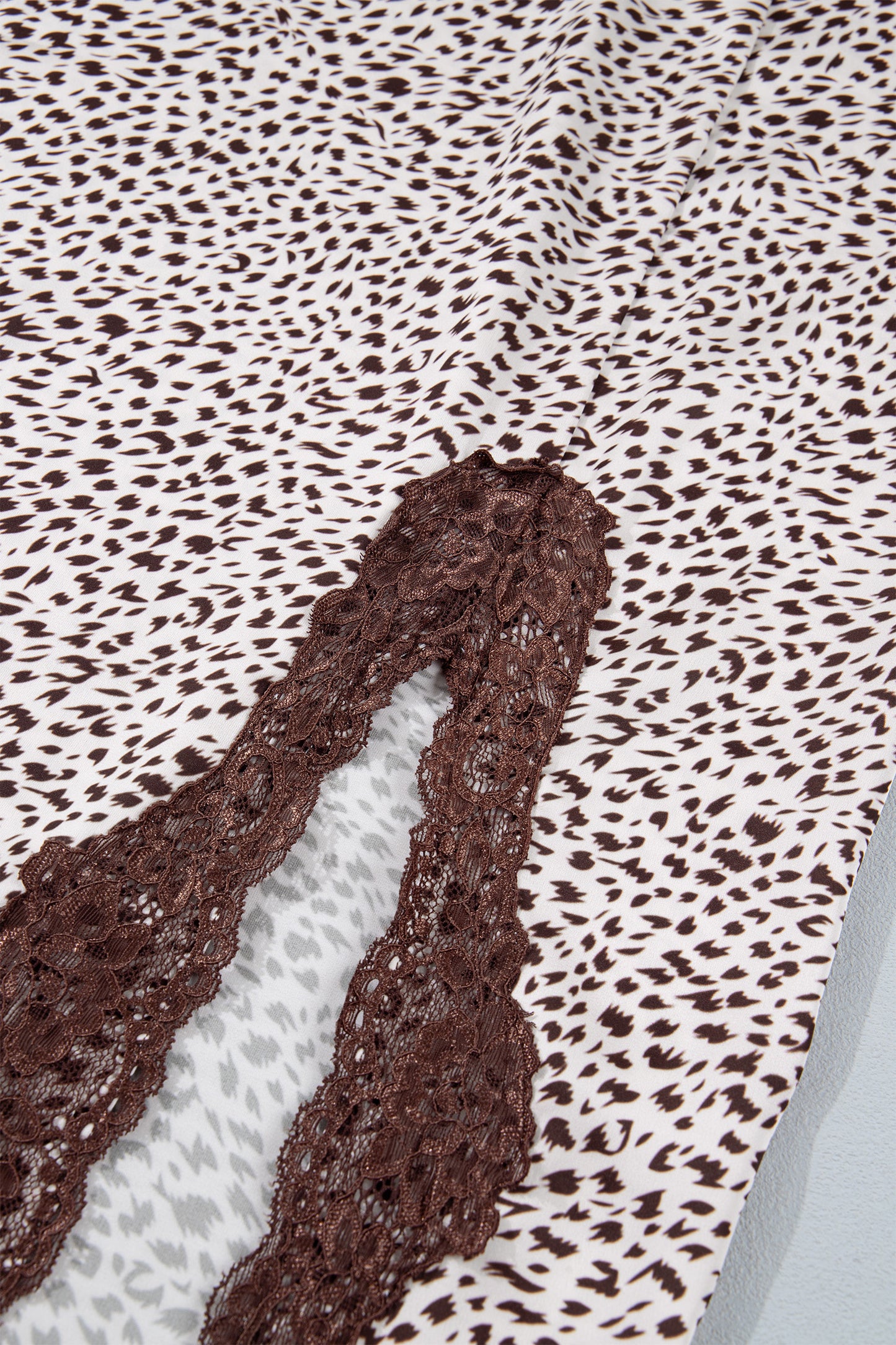 Womens Cheetah Print Maxi Skirt with Lace Trim and Slit S to XL