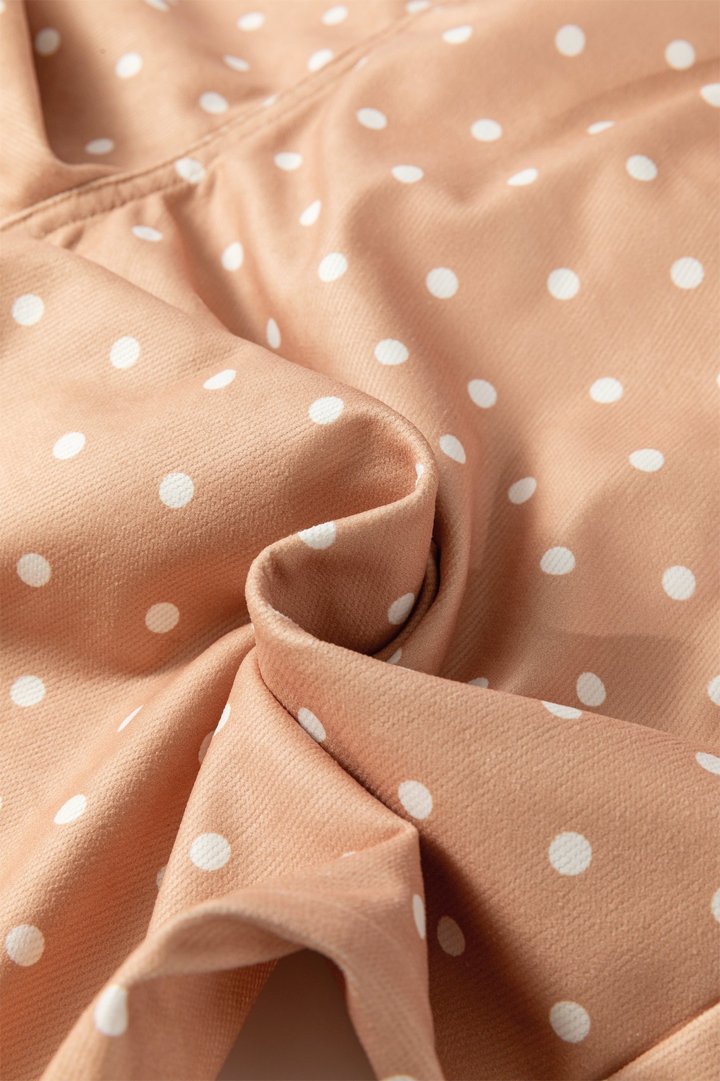 Cream Polka Dot Print Drawstring Wide Leg Pants