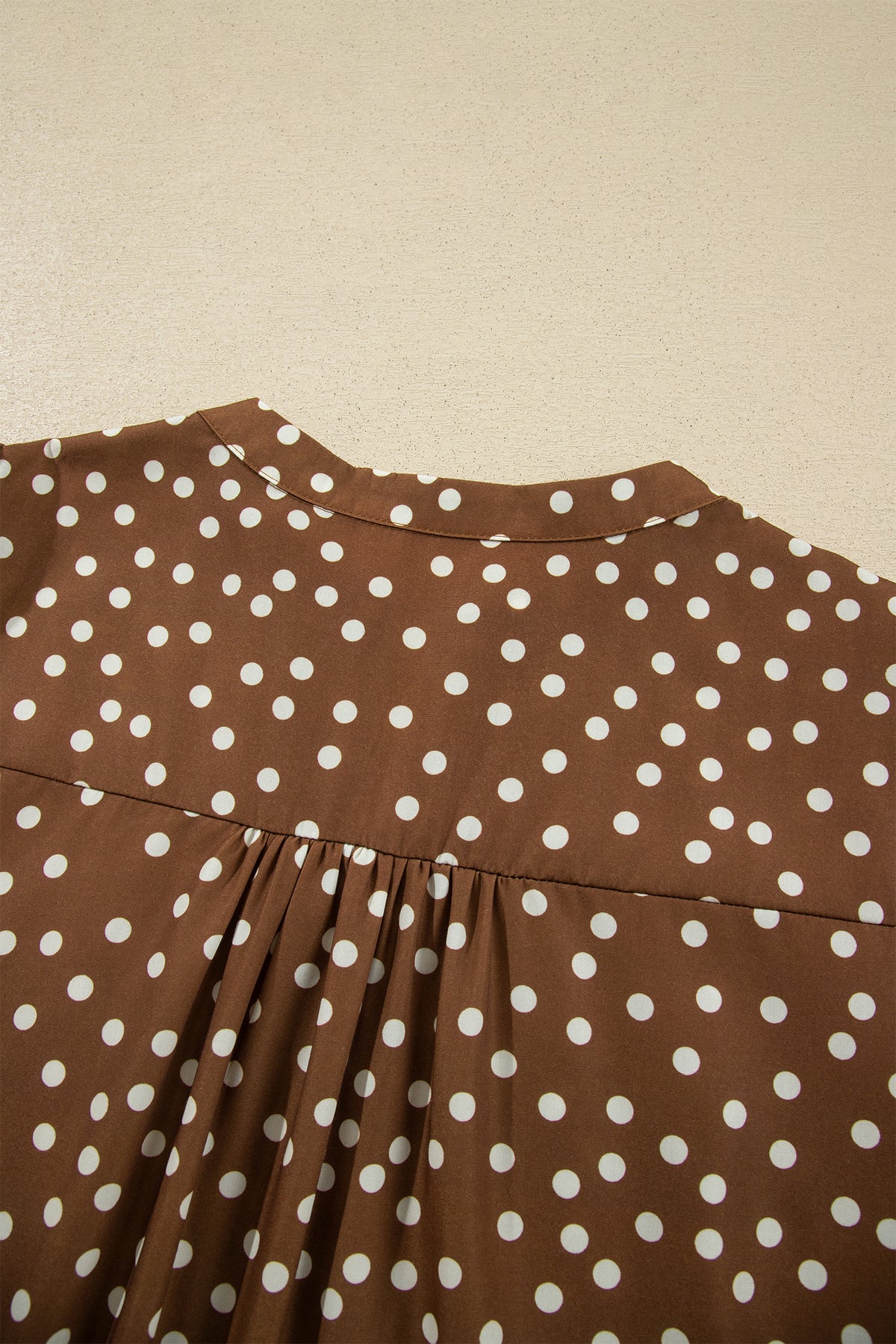 Plus Size Brown Polka Dot Long Sleeve V-Neck Shift Dress 1X to 4X