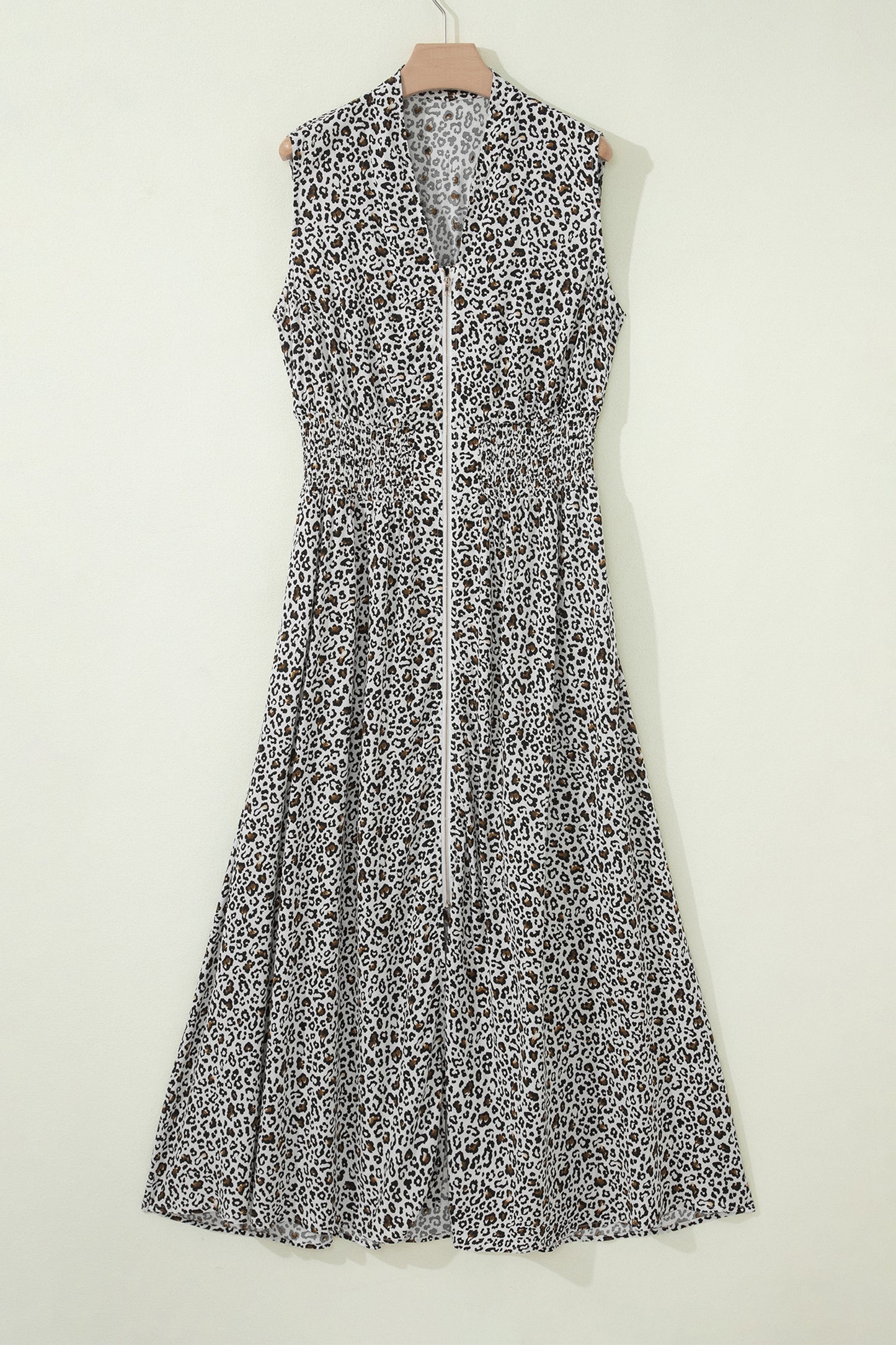 Leopard Print Maxi Dress Sleeveless Cinched Waist Women S–XL