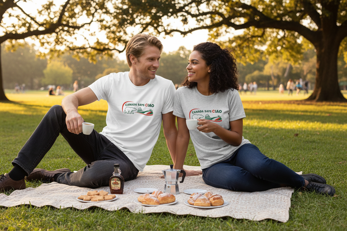 Canada Says Ciao couple at a Canada–Italy picnic