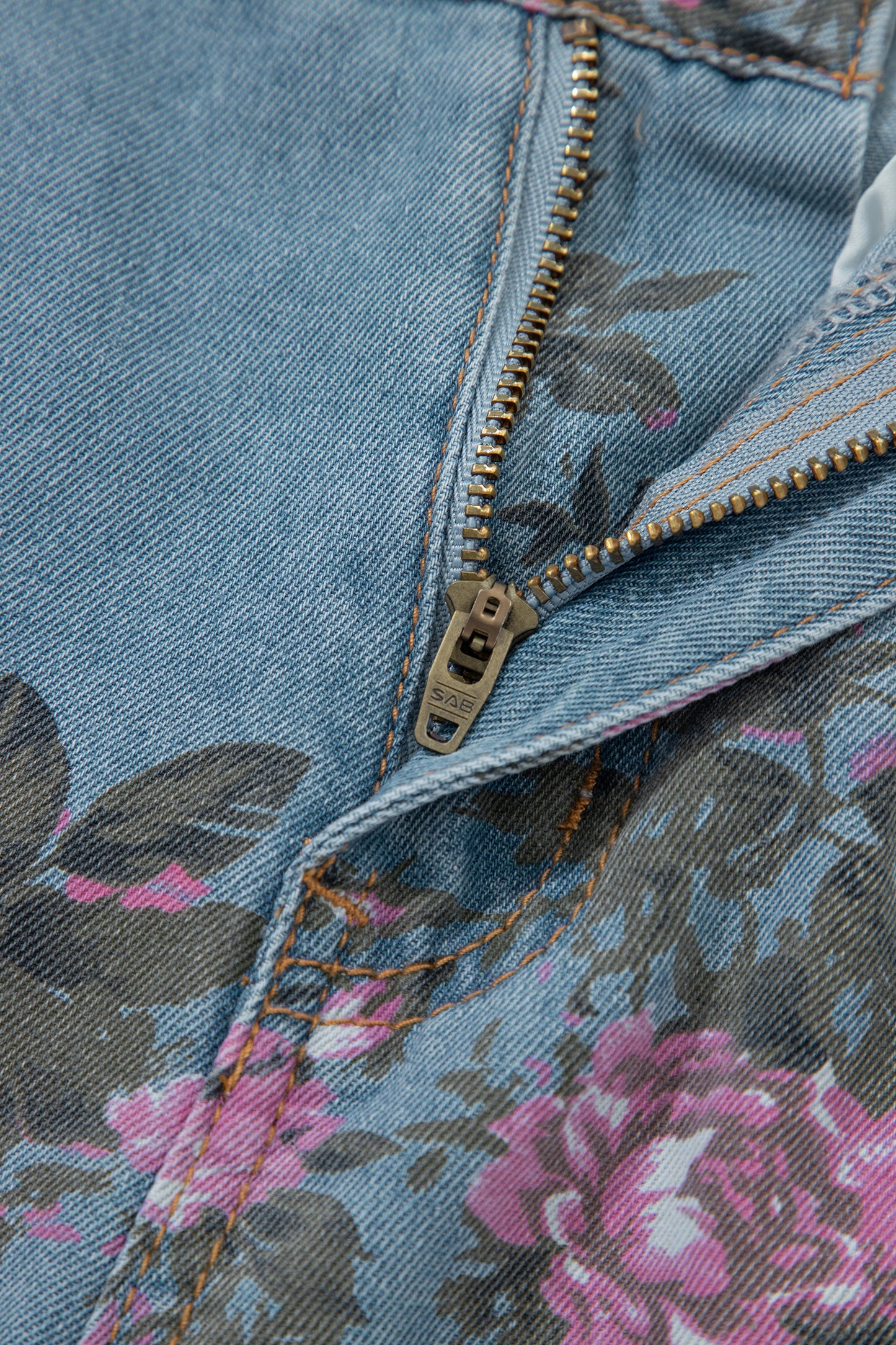 Light Blue Floral Print Cropped Wide Leg Jeans Women Size 4–16