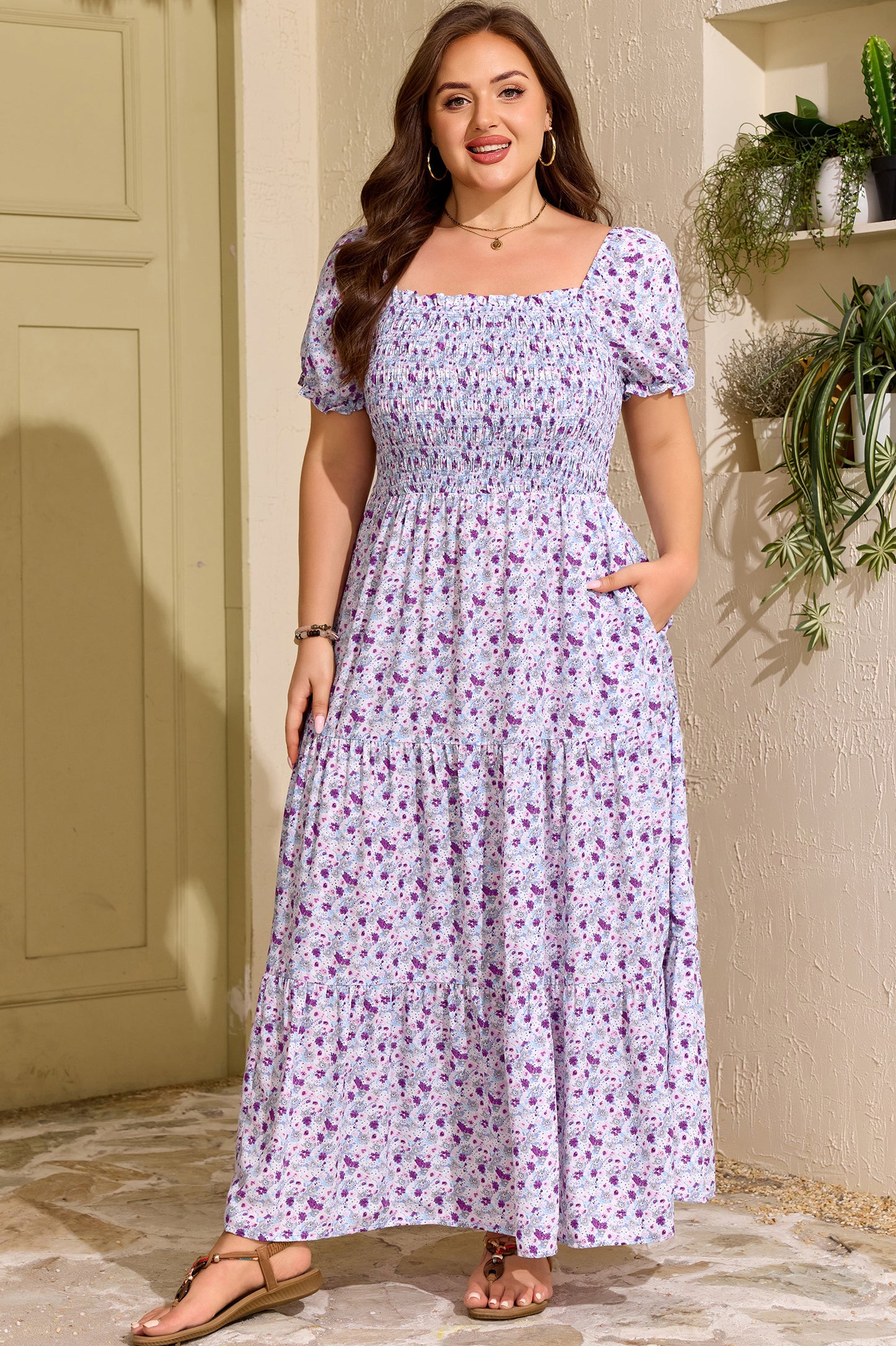 Plus Size Floral Maxi Dress Women 1X–4X