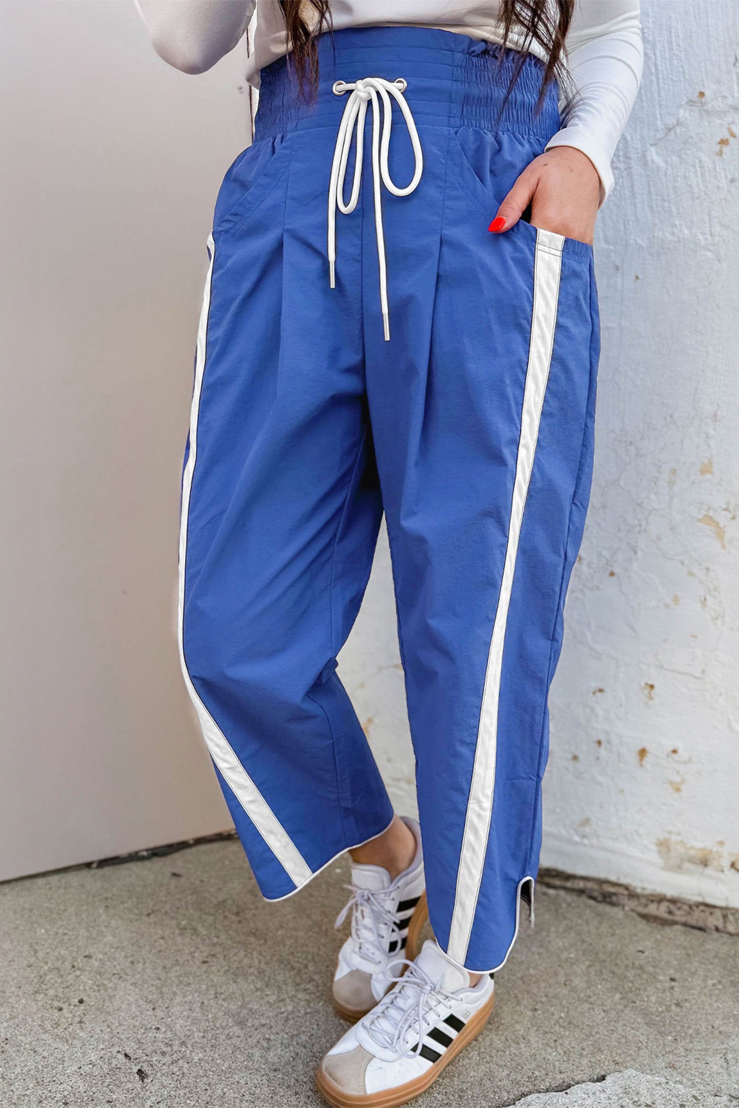 Side Stripe Cropped Cotton Pants Women S–XL