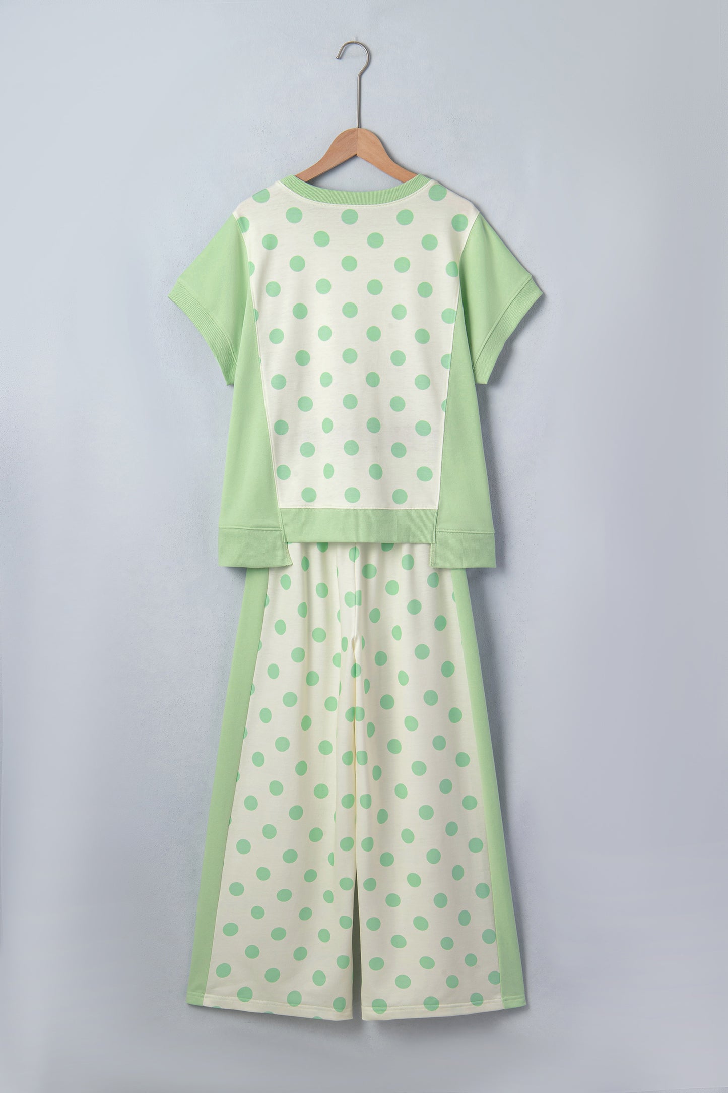 Womens Polka Dot Cropped Wide Leg Pant Set S–XL