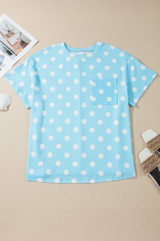 Plus Size Polka Dot Ribbed Top Women 1X–4X