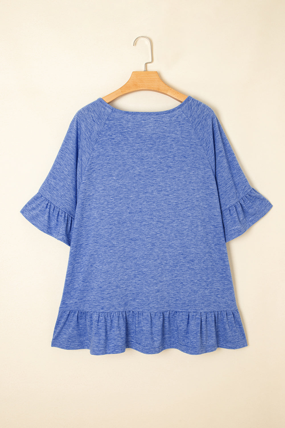 Ruffled Raglan Short Sleeve Blouse | Plus Size | Dusk Blue | 1X–4X