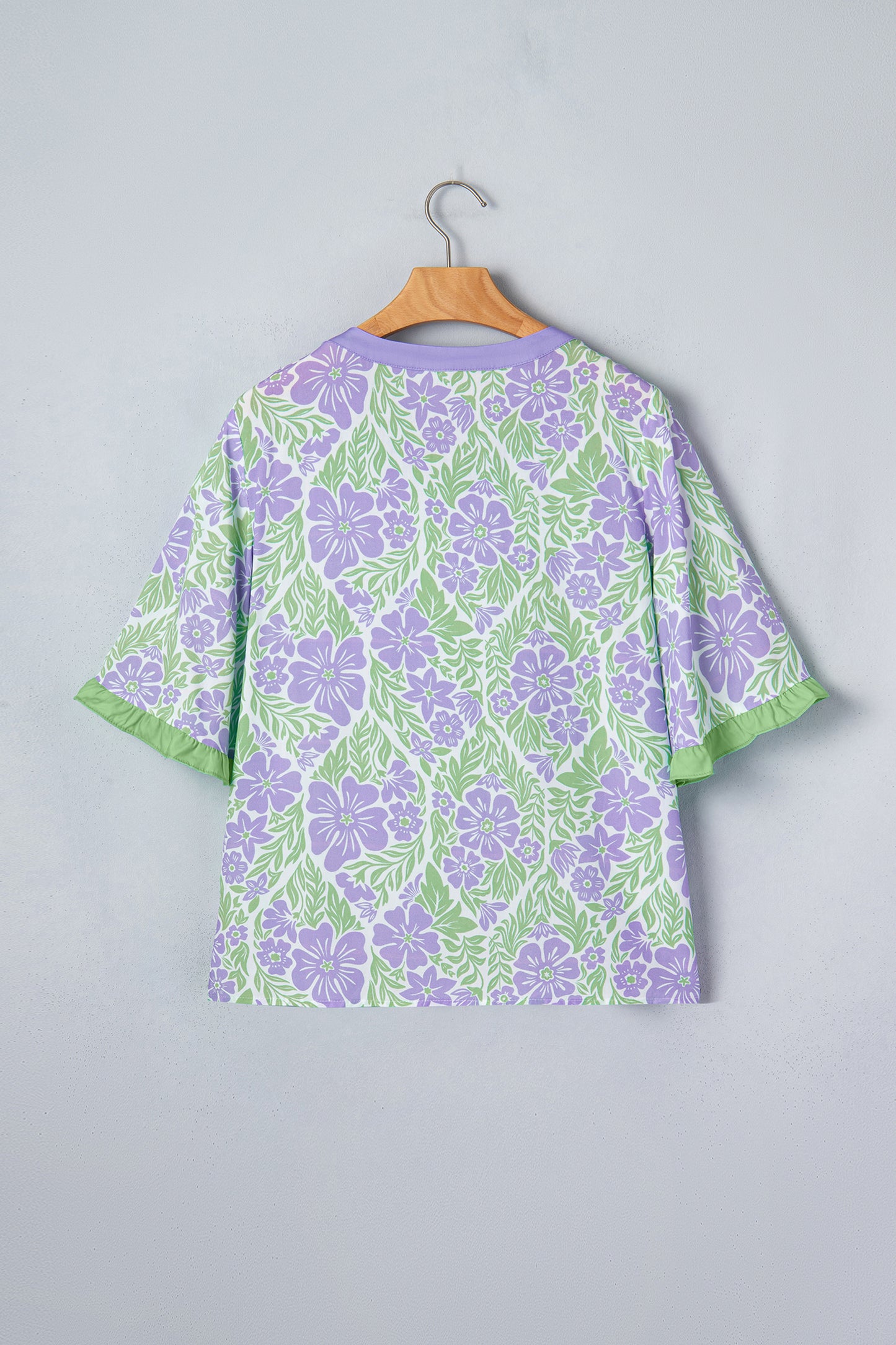 Floral Print Ruffle Sleeve Blouse Women S–XL