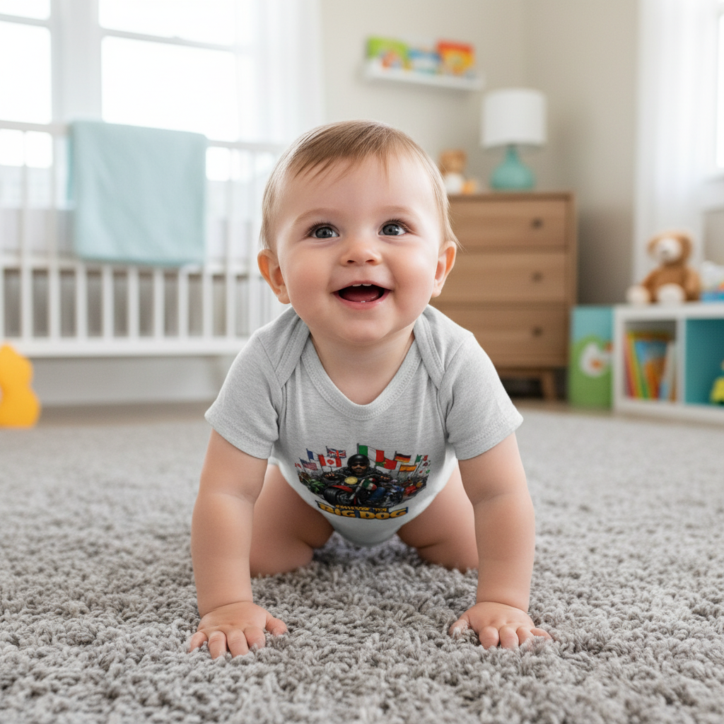 Crawling Baby Grey Onesie
