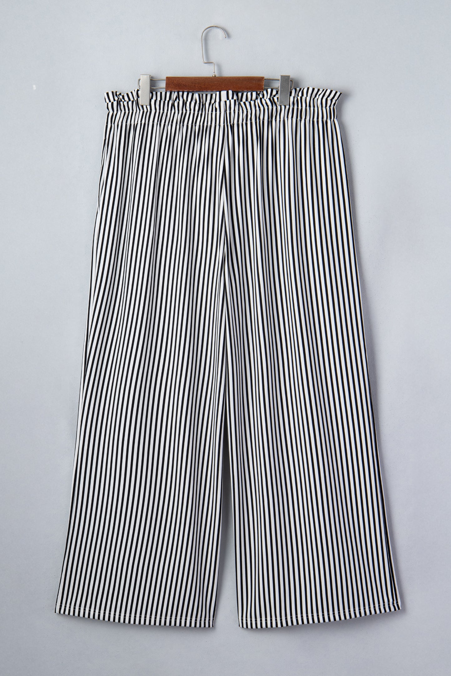 Striped Elastic Bow Waist Straight Leg Pants | Plus Size 1X–4X | Black