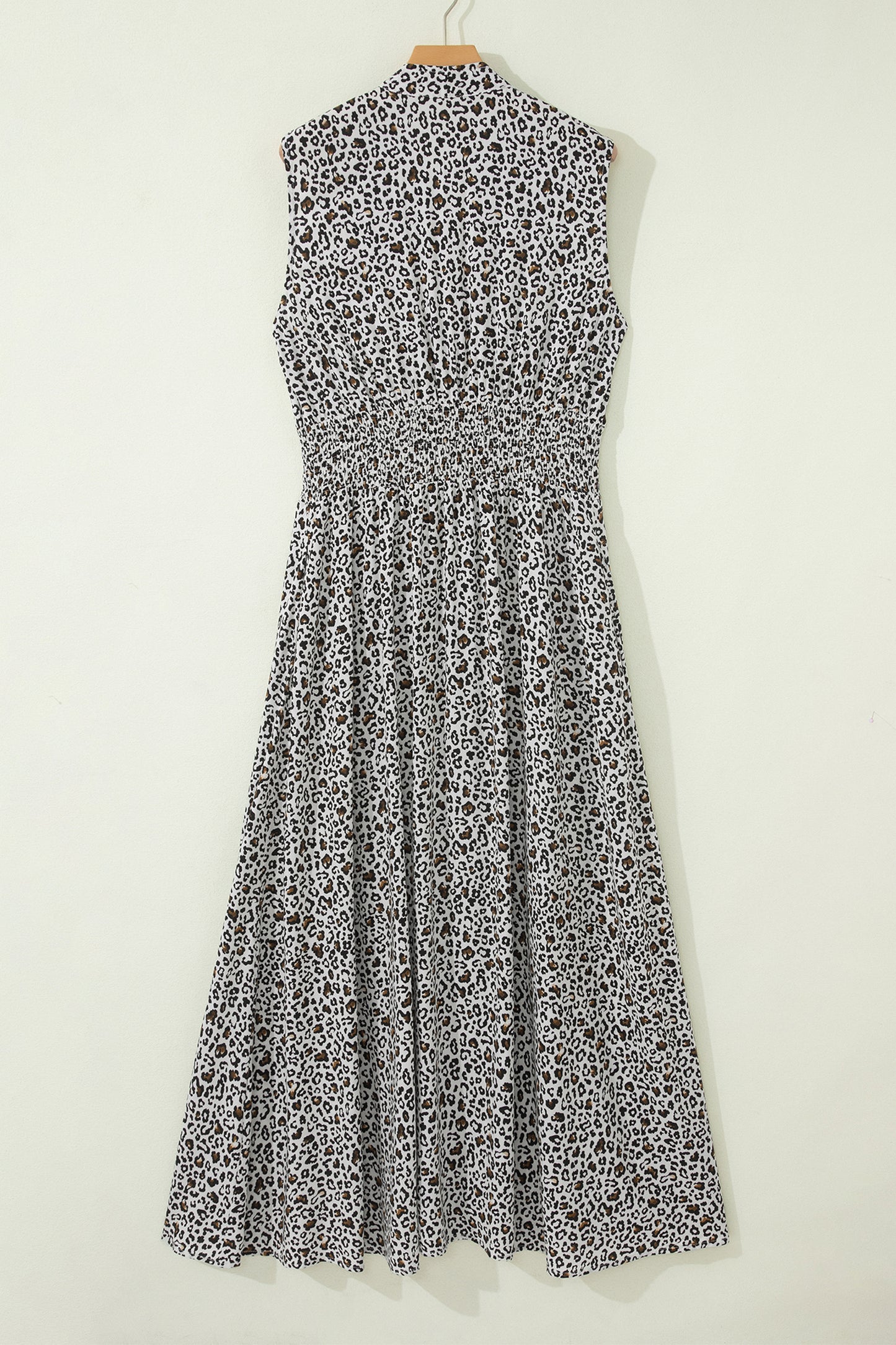 Leopard Print Maxi Dress Sleeveless Cinched Waist Women S–XL