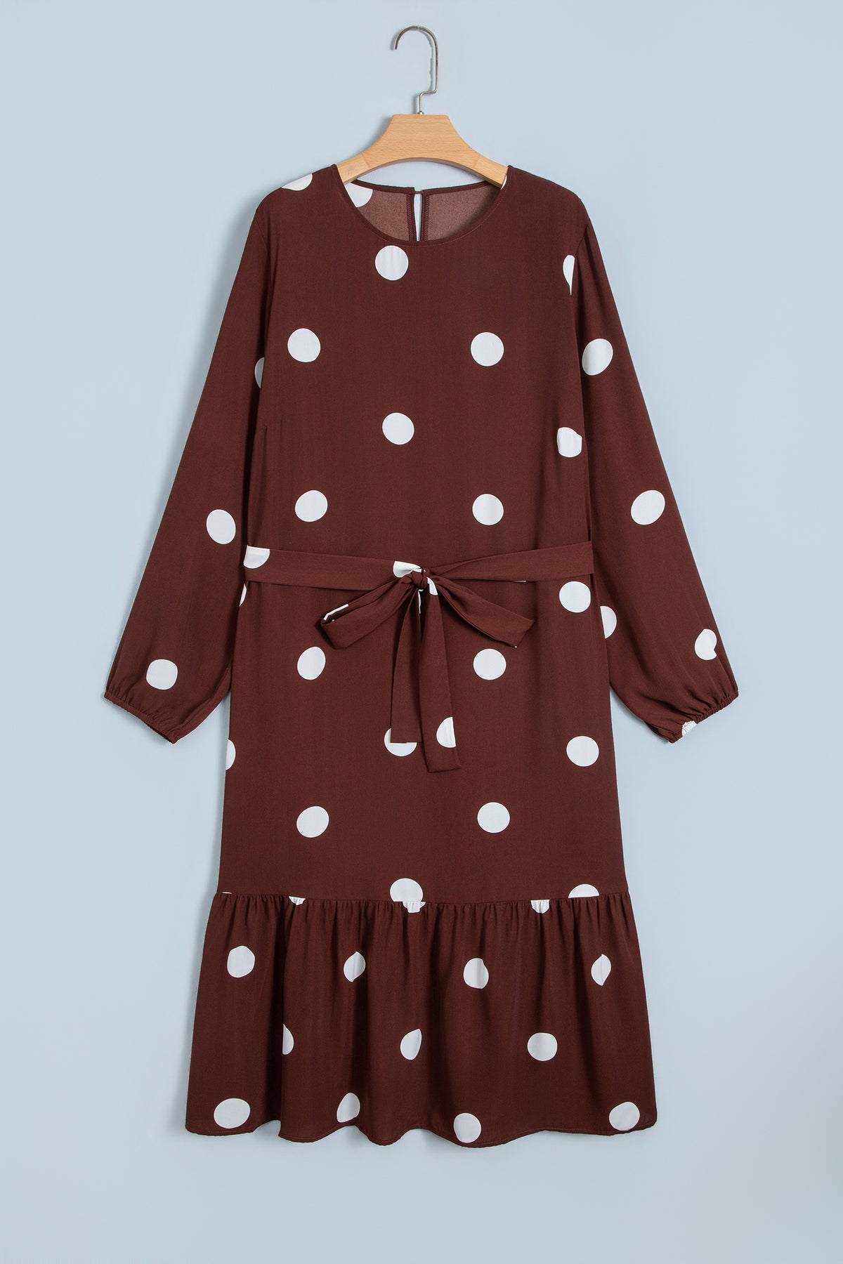 Plus Size Polka Dot Tie Waist Midi Dress Women 1X to 4X