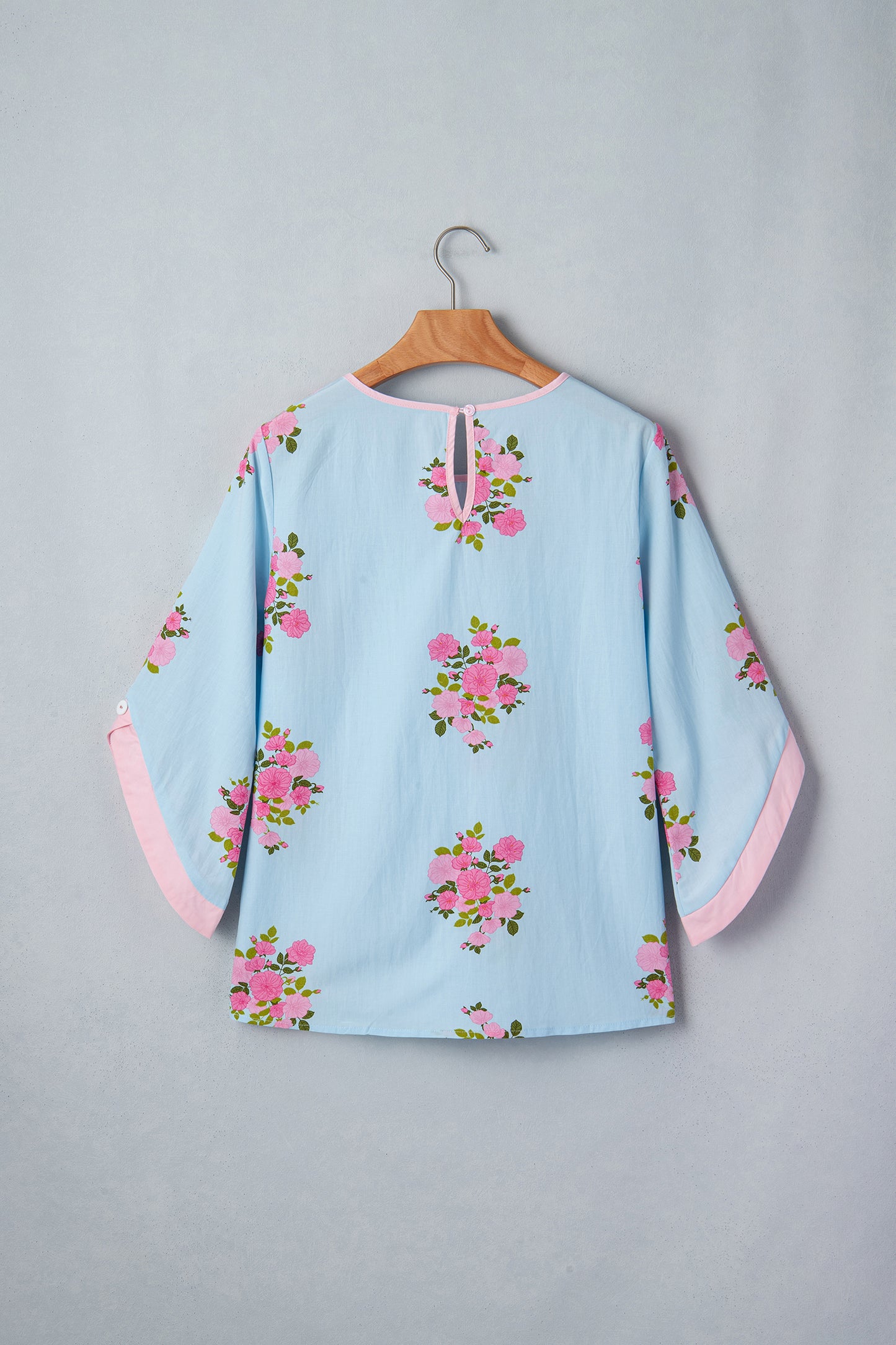 Floral Print 3/4 Sleeve Button Detail Blouse Women S–XL