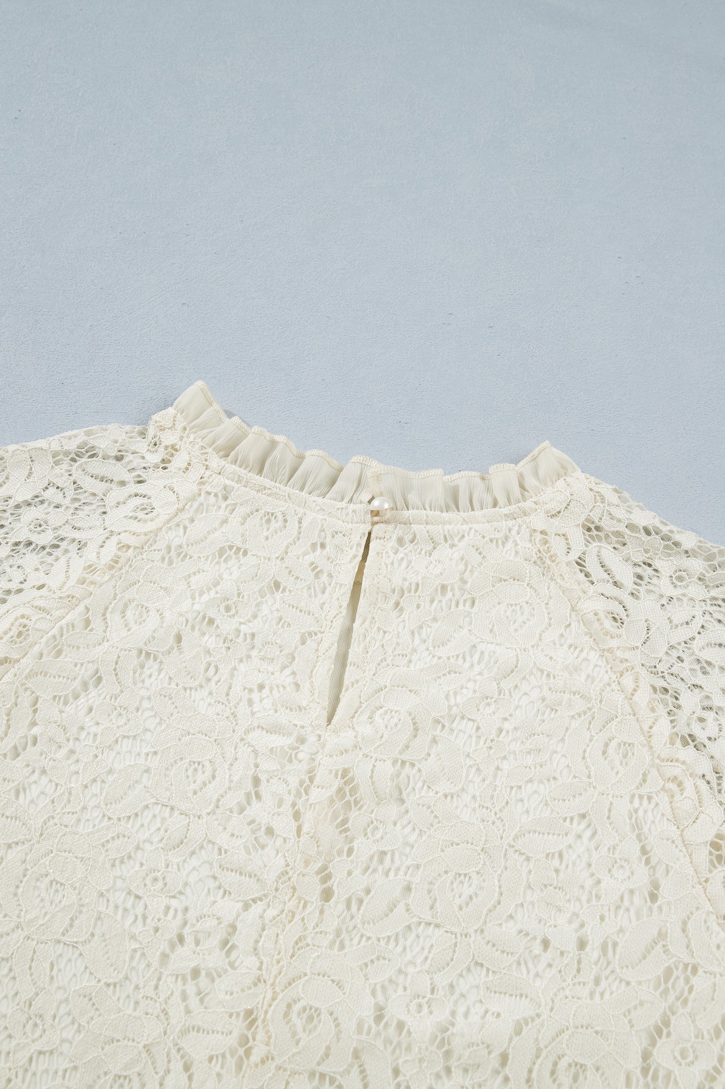 White Lace Long Sleeve Ruffle Blouse Women S–XL