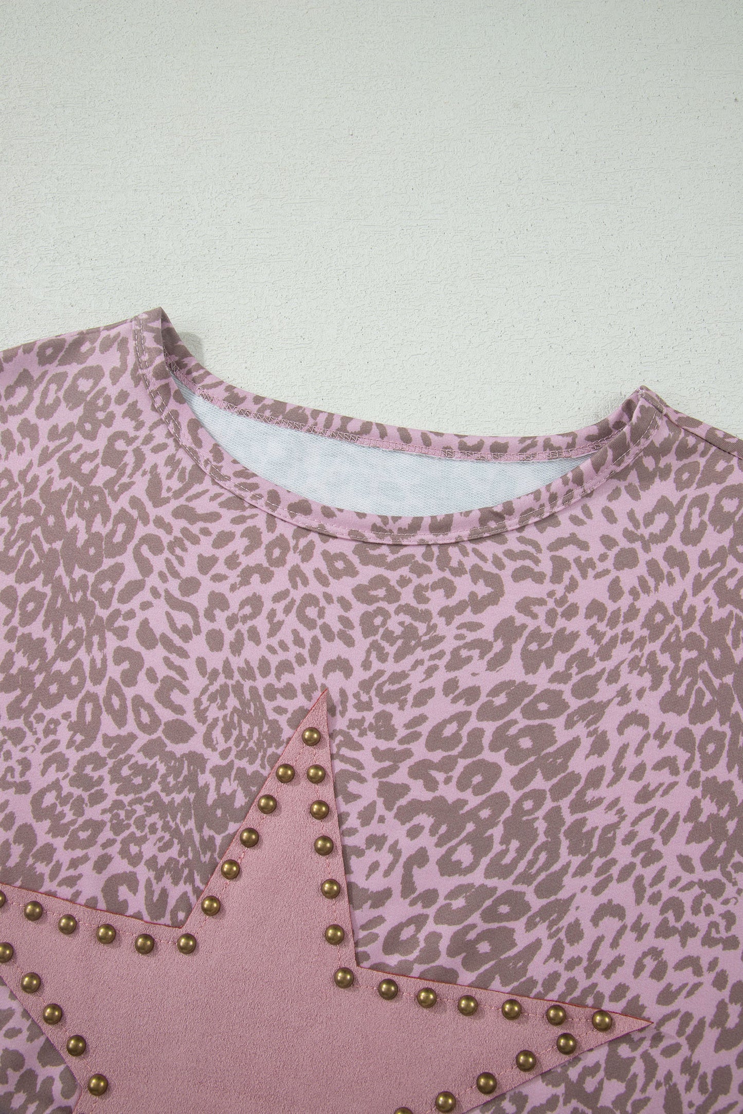 Leopard Print Retro Tee Studded Star Patch Loose Fit Women S–XL
