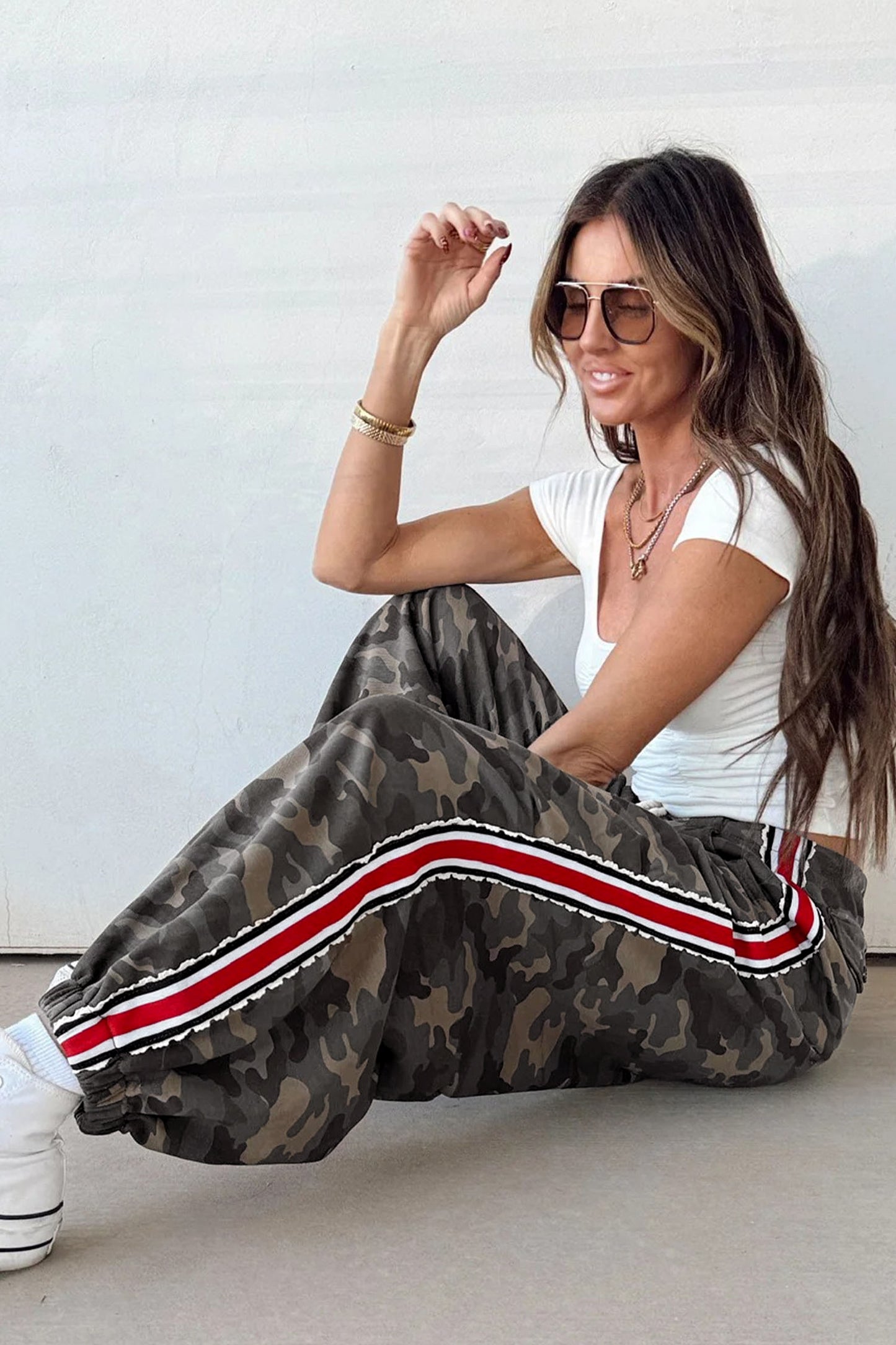 Camo Print Joggers with Side Stripe Detail – Women S–XL