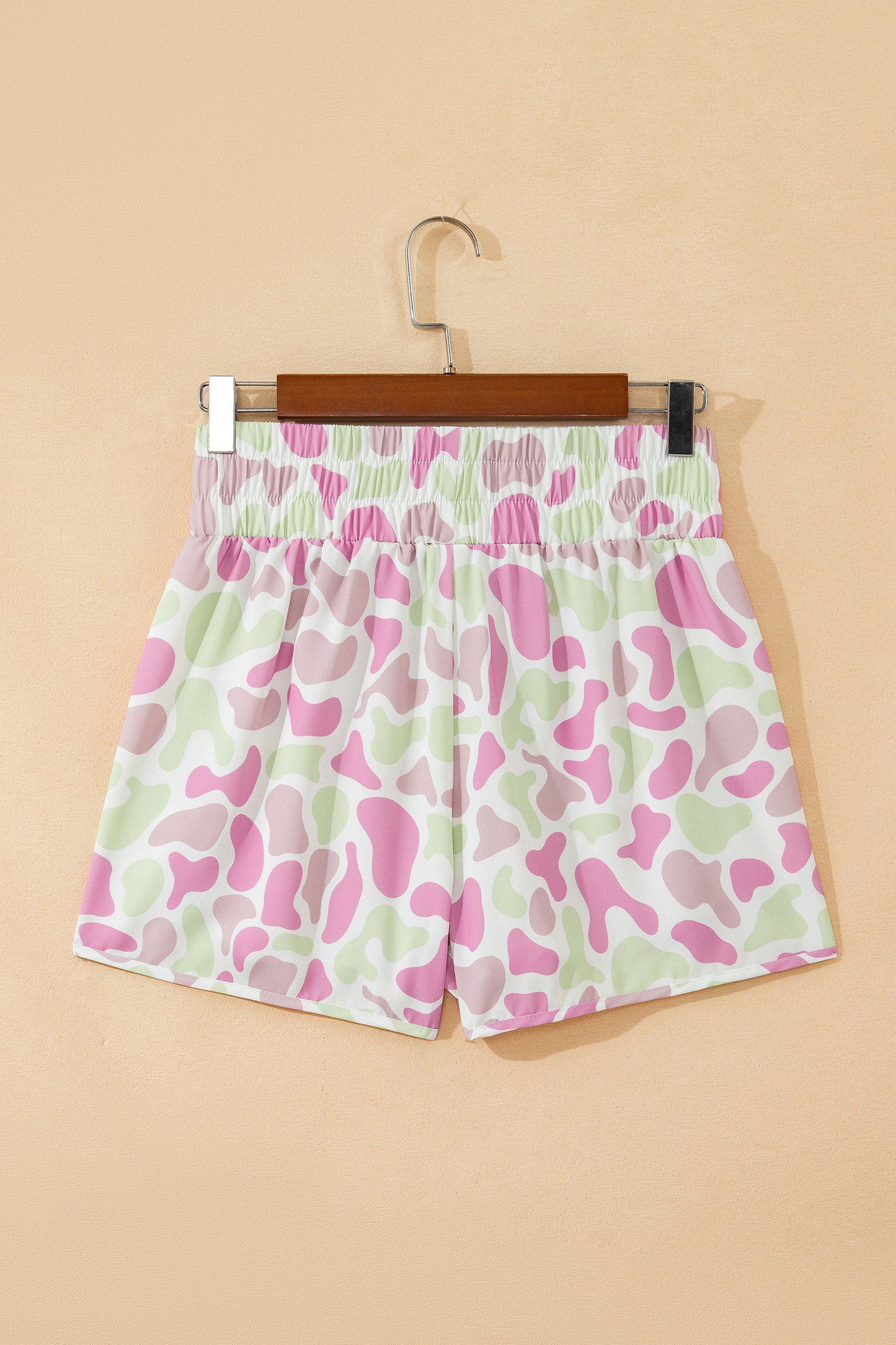 Camo Print Shirred High Waist Athleisure Shorts | S–XL