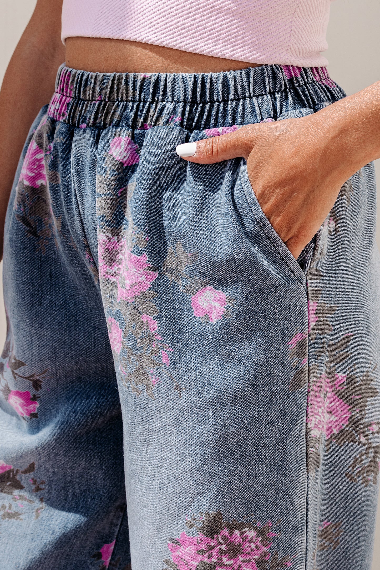 Floral Print Pull-On Jeans Women Size 4–16