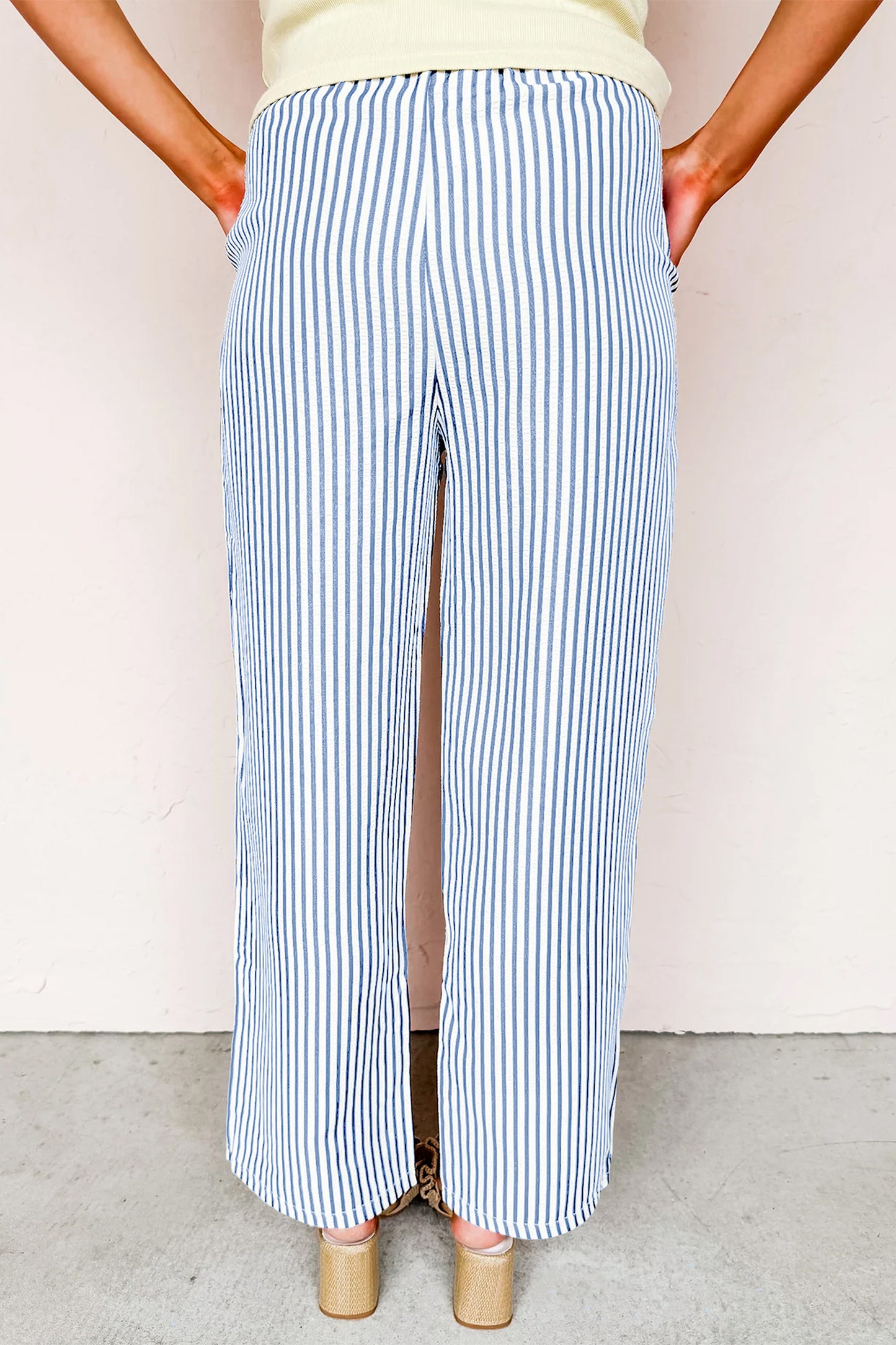 Women's Blue Stripe Casual Pants S to XL