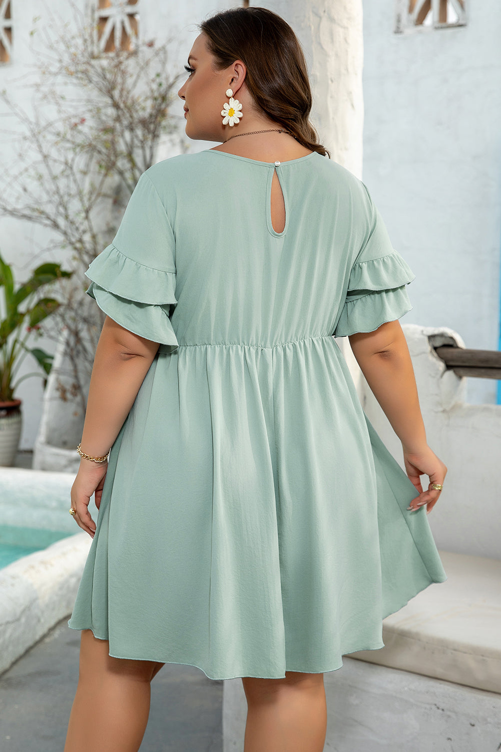Plus Size Light Green Babydoll Dress Women 1X–4X