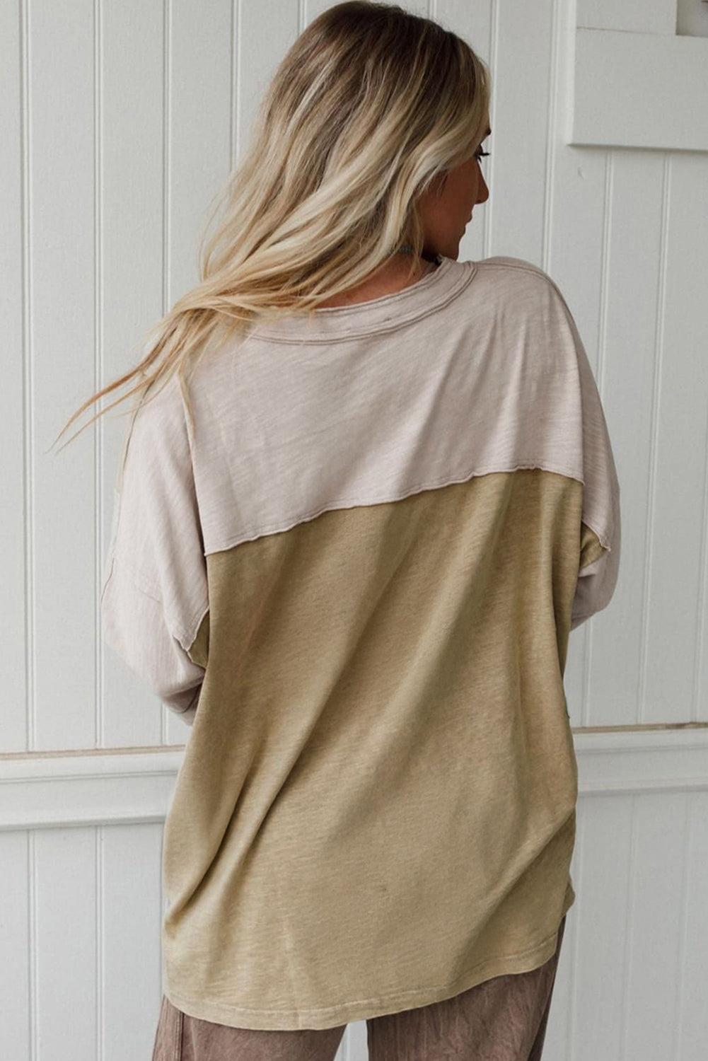 Flower Patched Exposed Seam Bracelet Sleeve Oversized T-Shirt