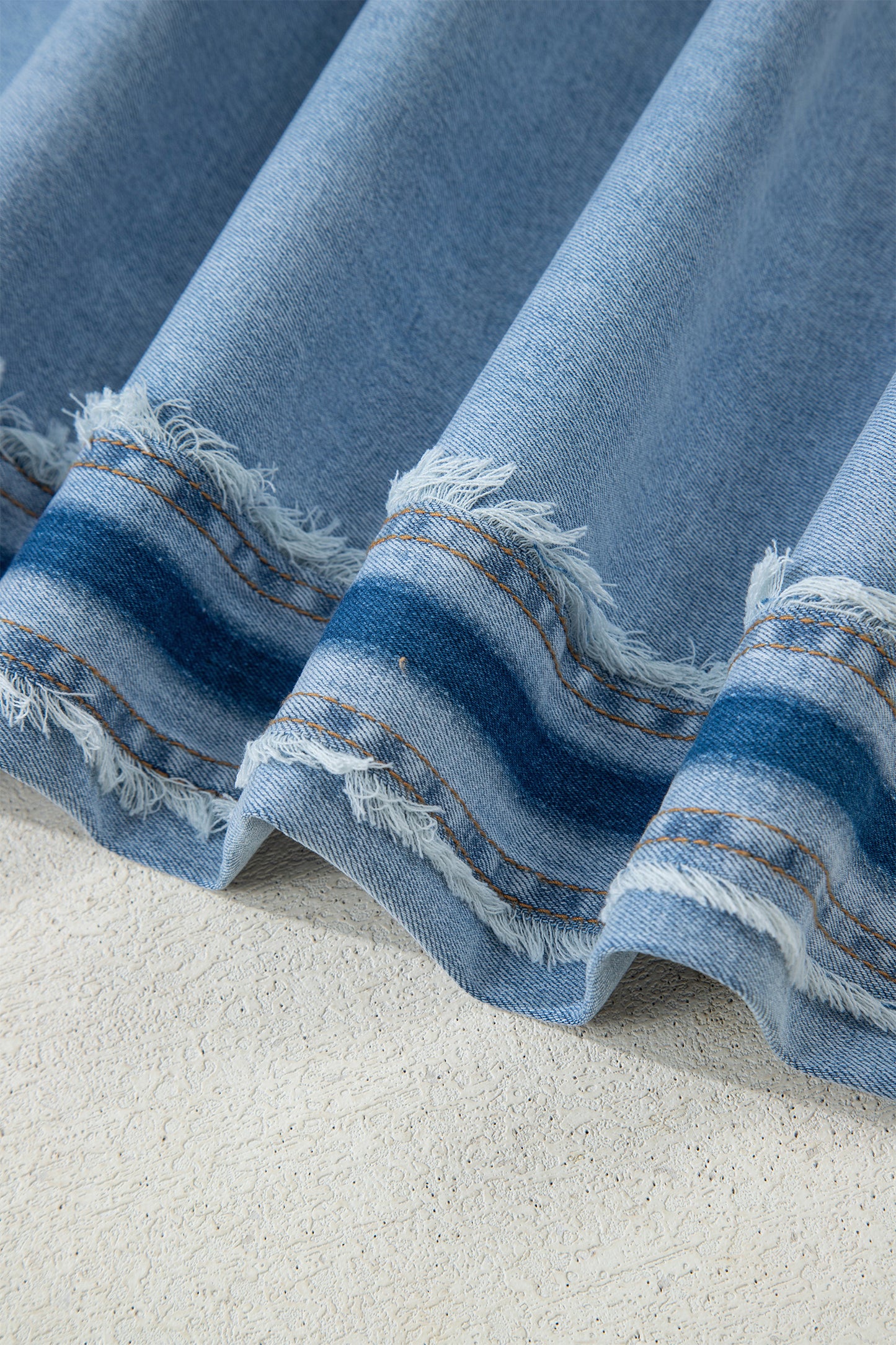 Blue Contrast Stripe Frayed Side Panel Patchwork Shift Jeans