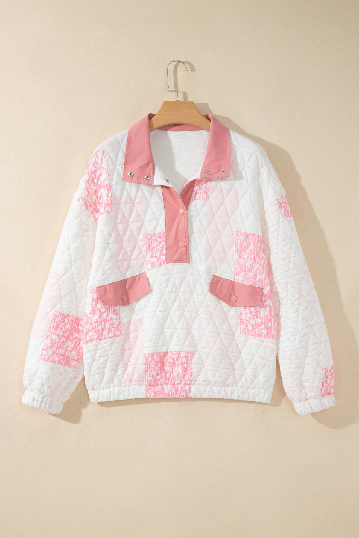 Women's Floral Quilted Button Pullover Sweatshirt S to XL