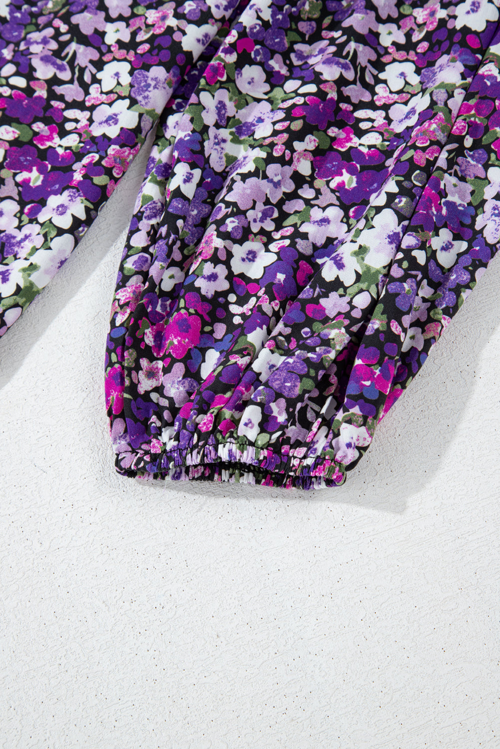 Boho Floral Split V-Neck Bubble Sleeve Blouse | Purple