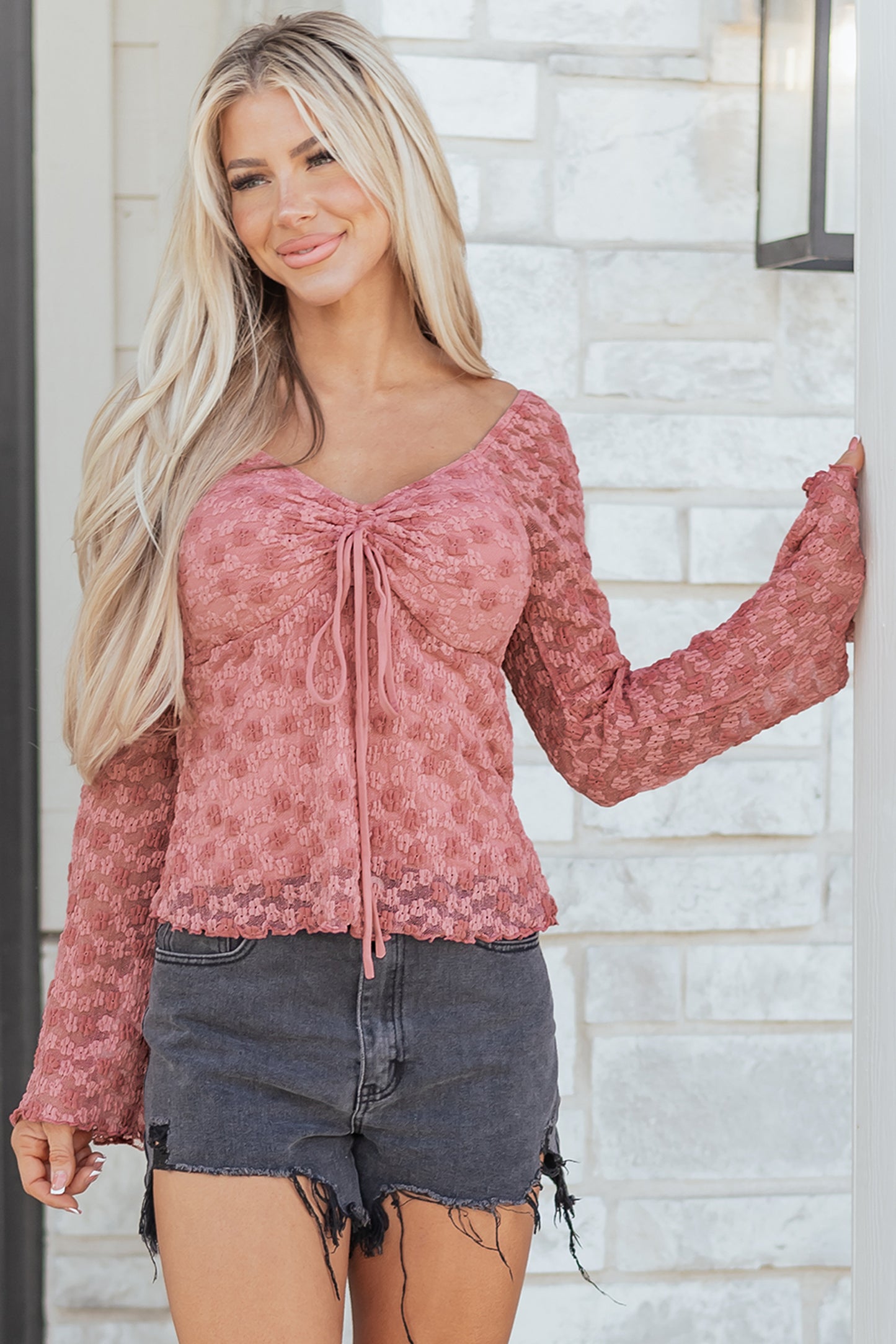 Floral Lace Square Neck Blouse Women S–XL – Rose