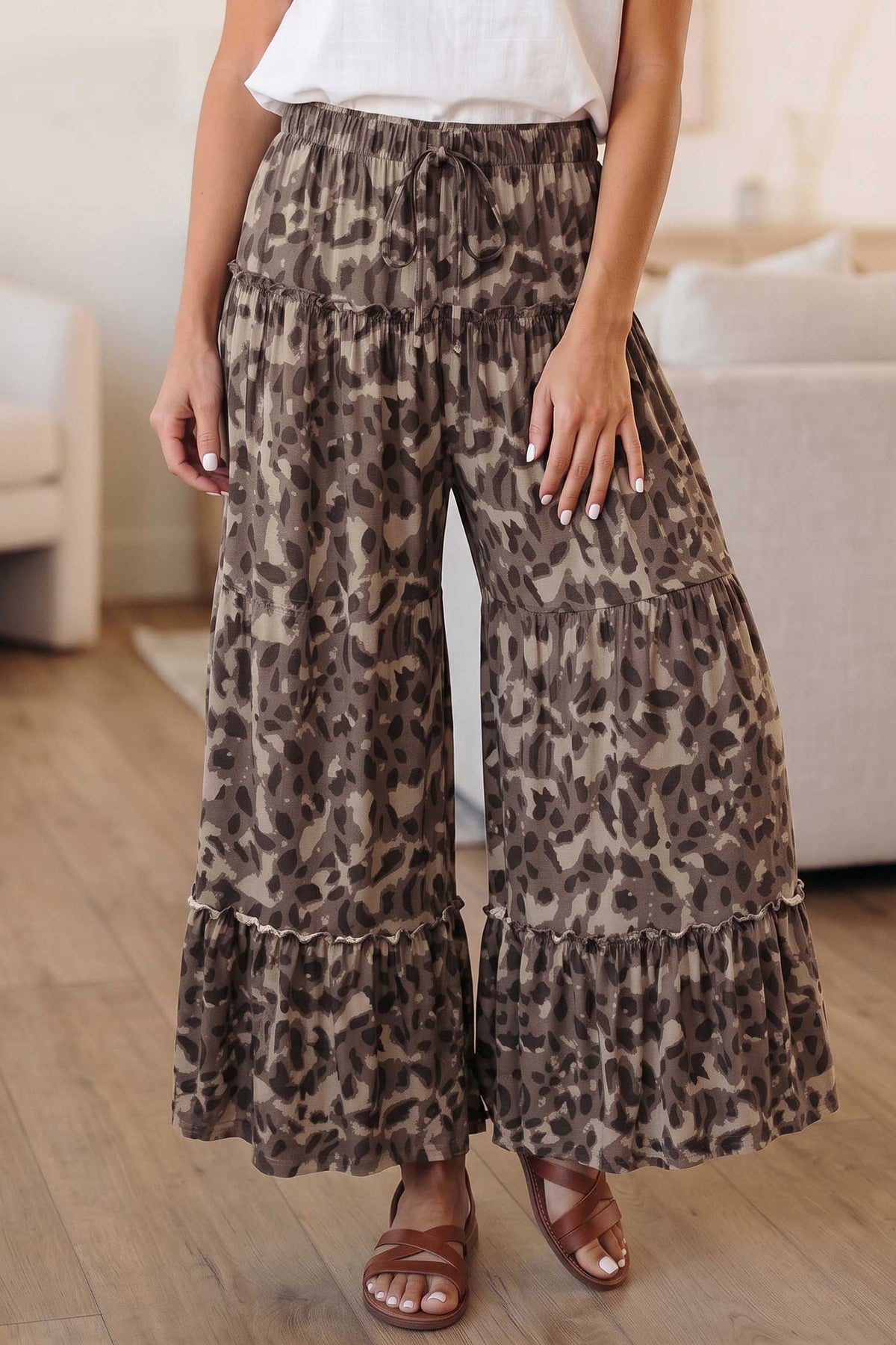 Womens Camo Print Wide Leg Pants S to XL
