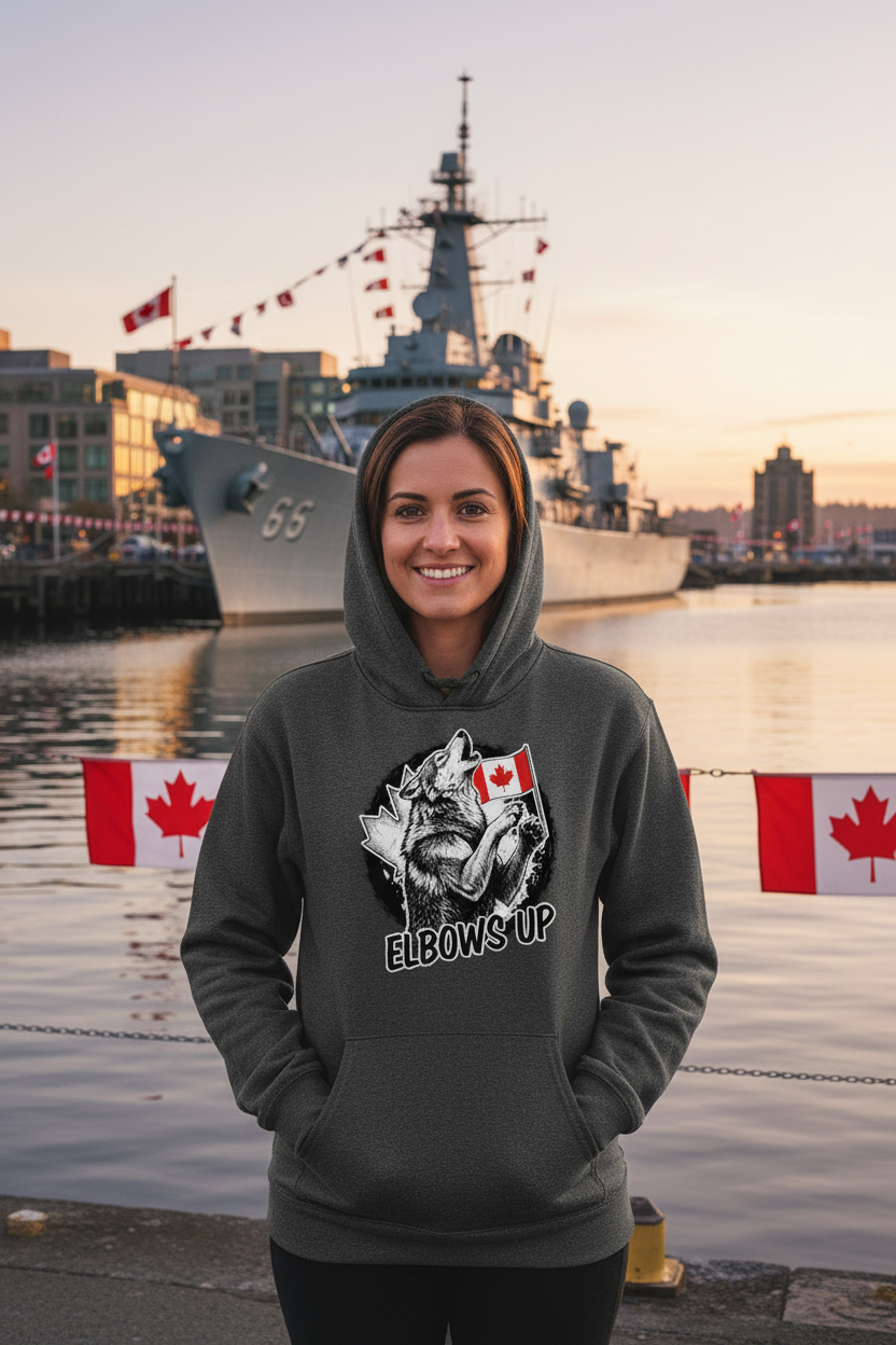 Dark Grey Hoodie - Woman, Victoria BC Harbour Golden Hour