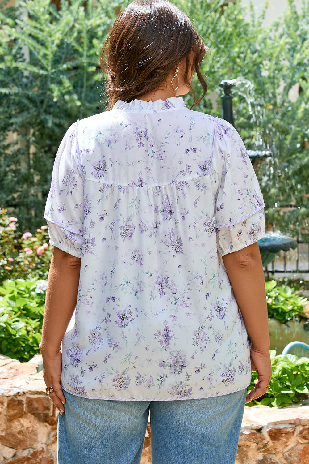 Plus Size White Floral Blouse Women 1X–4X