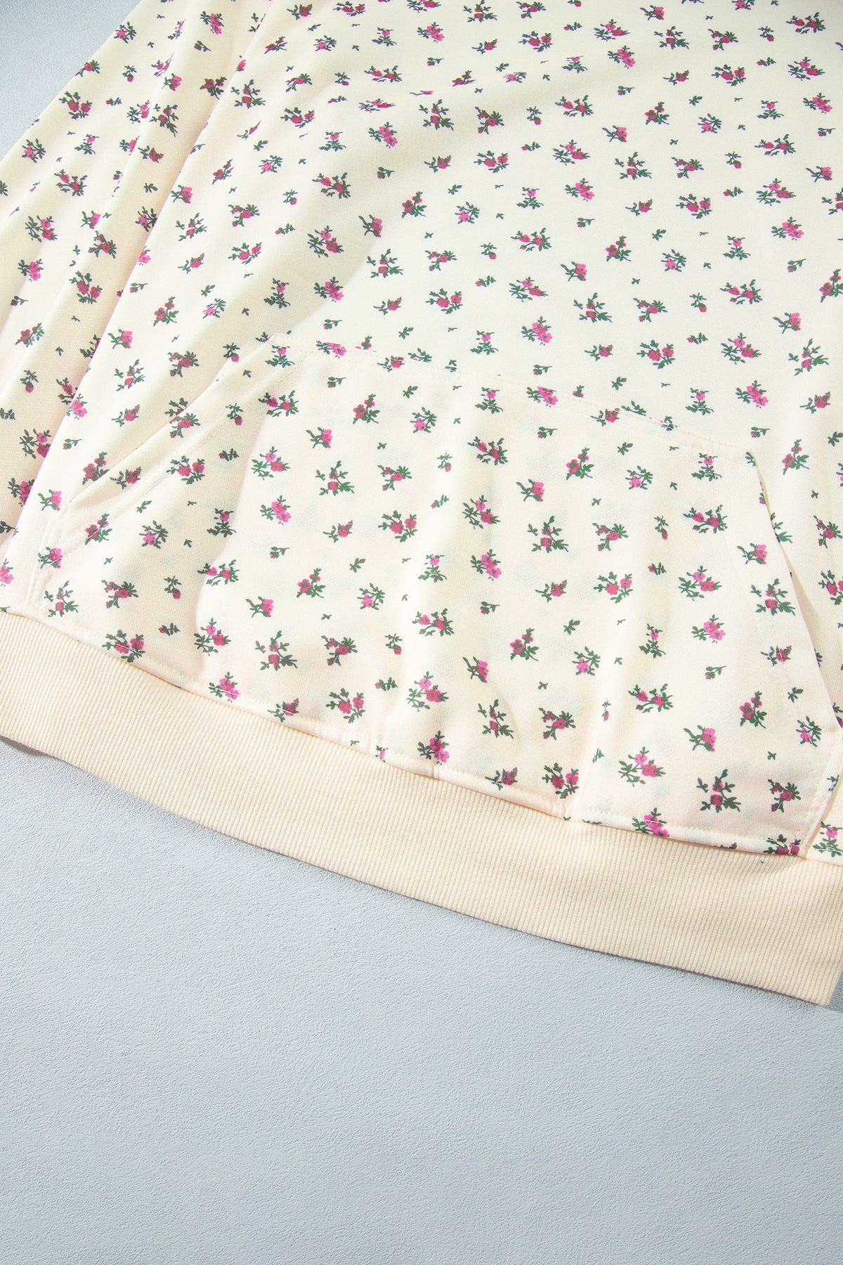 Womens Plus Size Beige Floral Hoodie and Shorts Set 1X to 4X