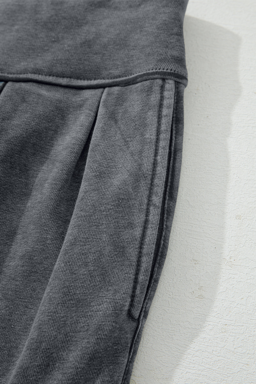 Grey Mineral Wash High Waist Smocked Jogger Pants
